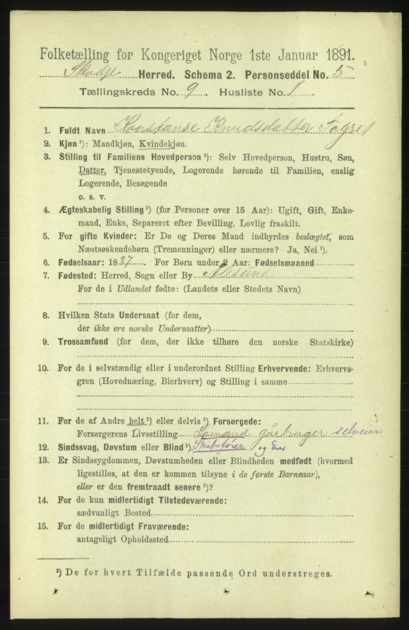 RA, 1891 census for 1529 Skodje, 1891, p. 1863