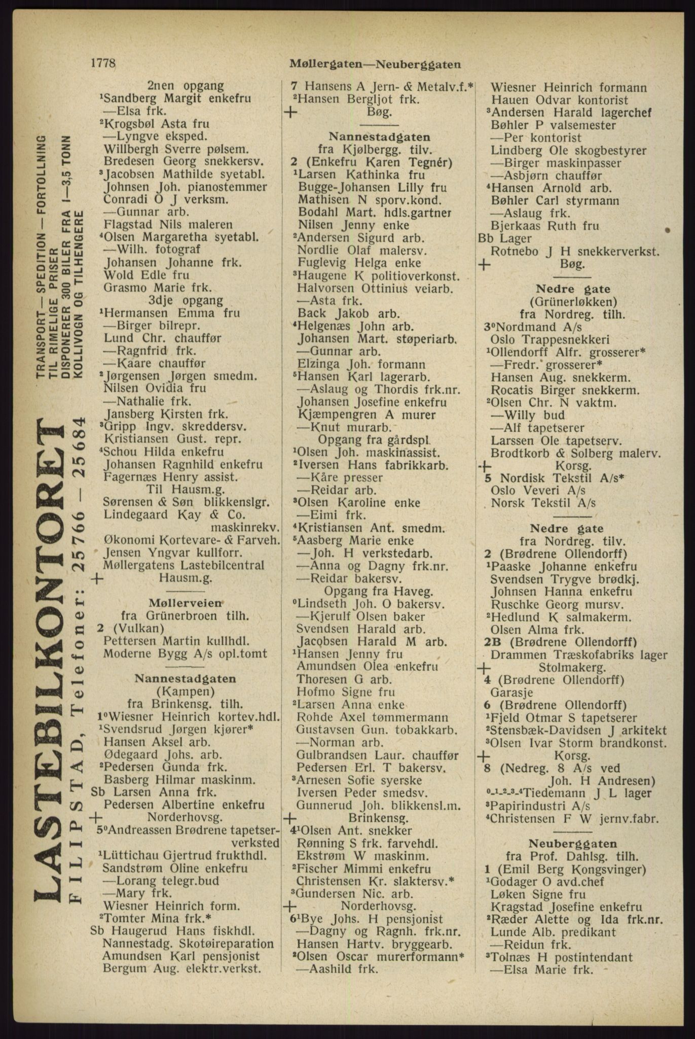 Kristiania/Oslo adressebok, PUBL/-, 1933, p. 1778