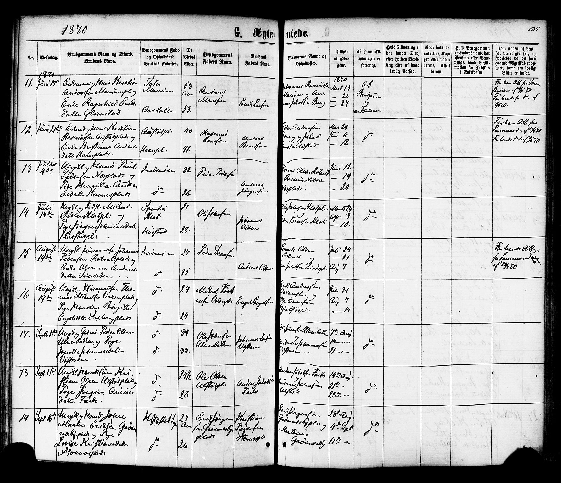 Ministerialprotokoller, klokkerbøker og fødselsregistre - Nord-Trøndelag, SAT/A-1458/730/L0284: Parish register (official) no. 730A09, 1866-1878, p. 225