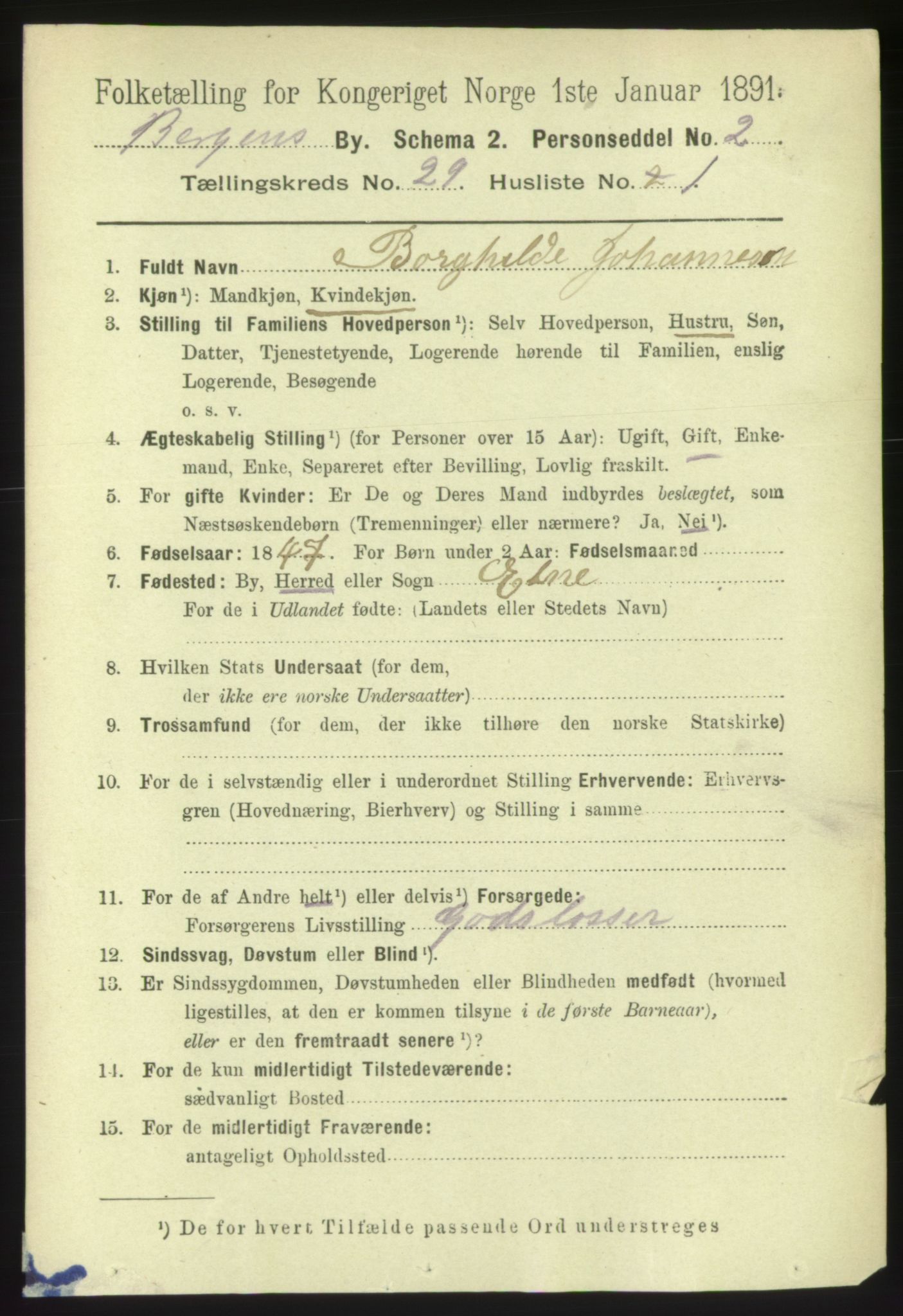 RA, 1891 Census for 1301 Bergen, 1891, p. 37194