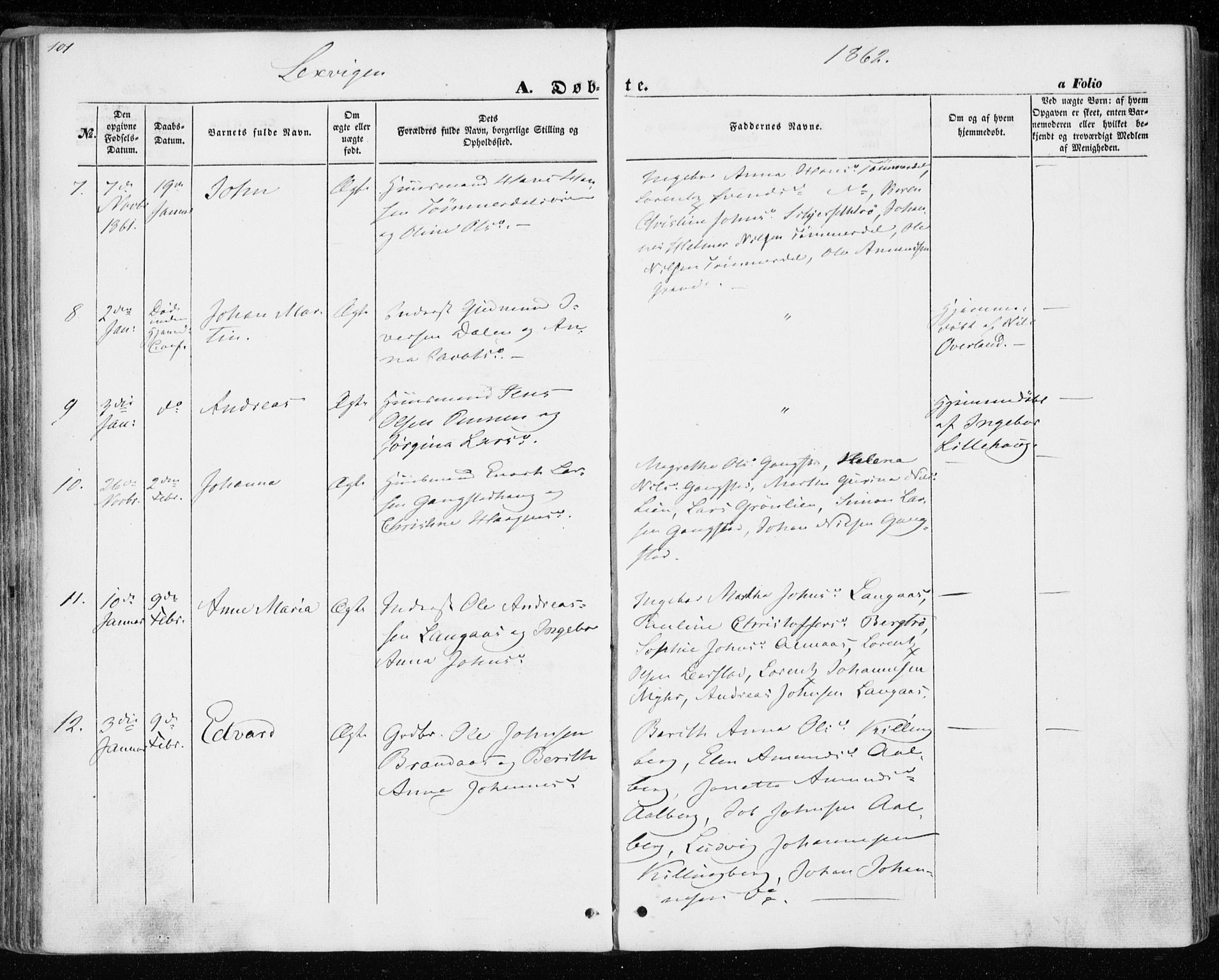 Ministerialprotokoller, klokkerbøker og fødselsregistre - Nord-Trøndelag, AV/SAT-A-1458/701/L0008: Parish register (official) no. 701A08 /1, 1854-1863, p. 101