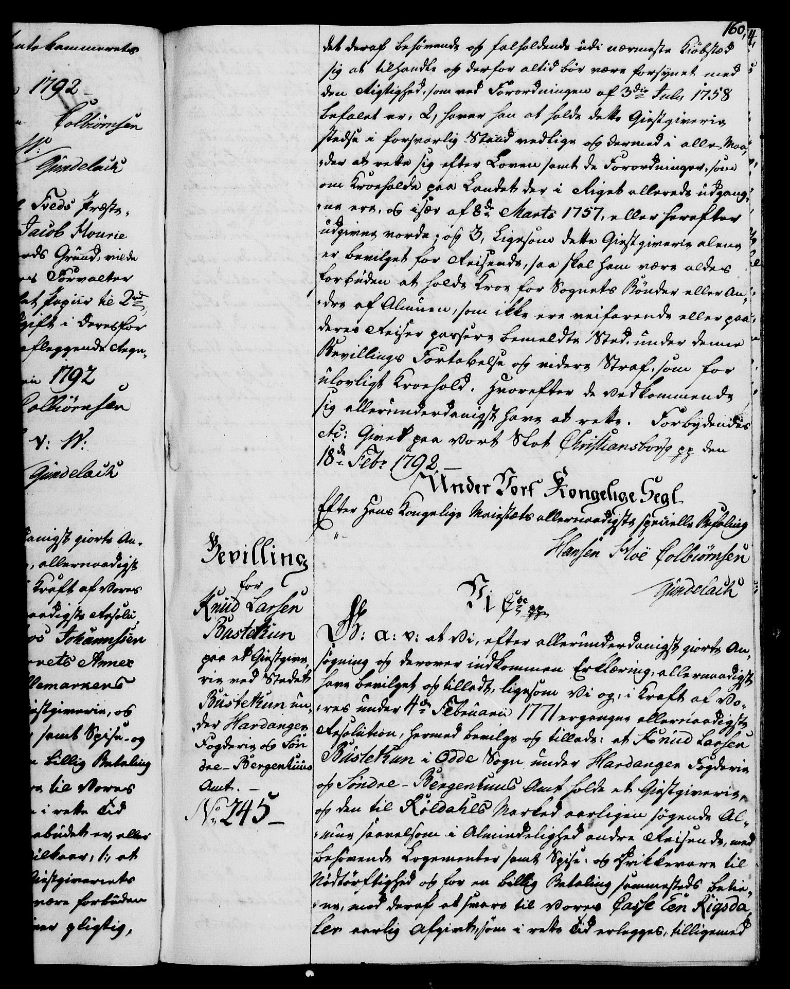 Rentekammeret, Kammerkanselliet, RA/EA-3111/G/Gg/Gga/L0015: Norsk ekspedisjonsprotokoll med register (merket RK 53.15), 1790-1791, p. 160