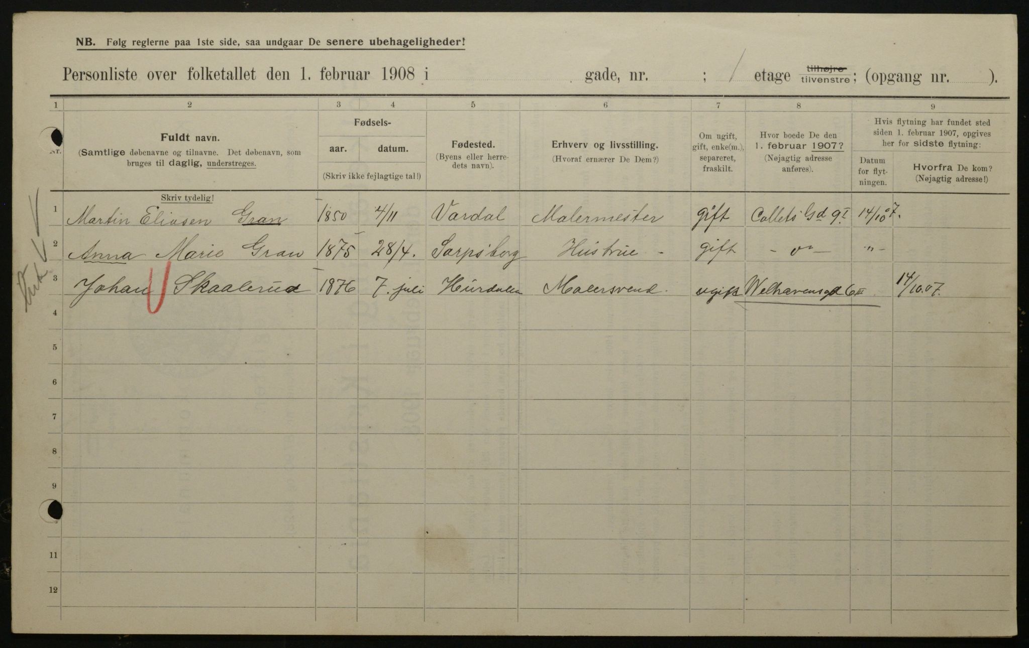 OBA, Municipal Census 1908 for Kristiania, 1908, p. 88283