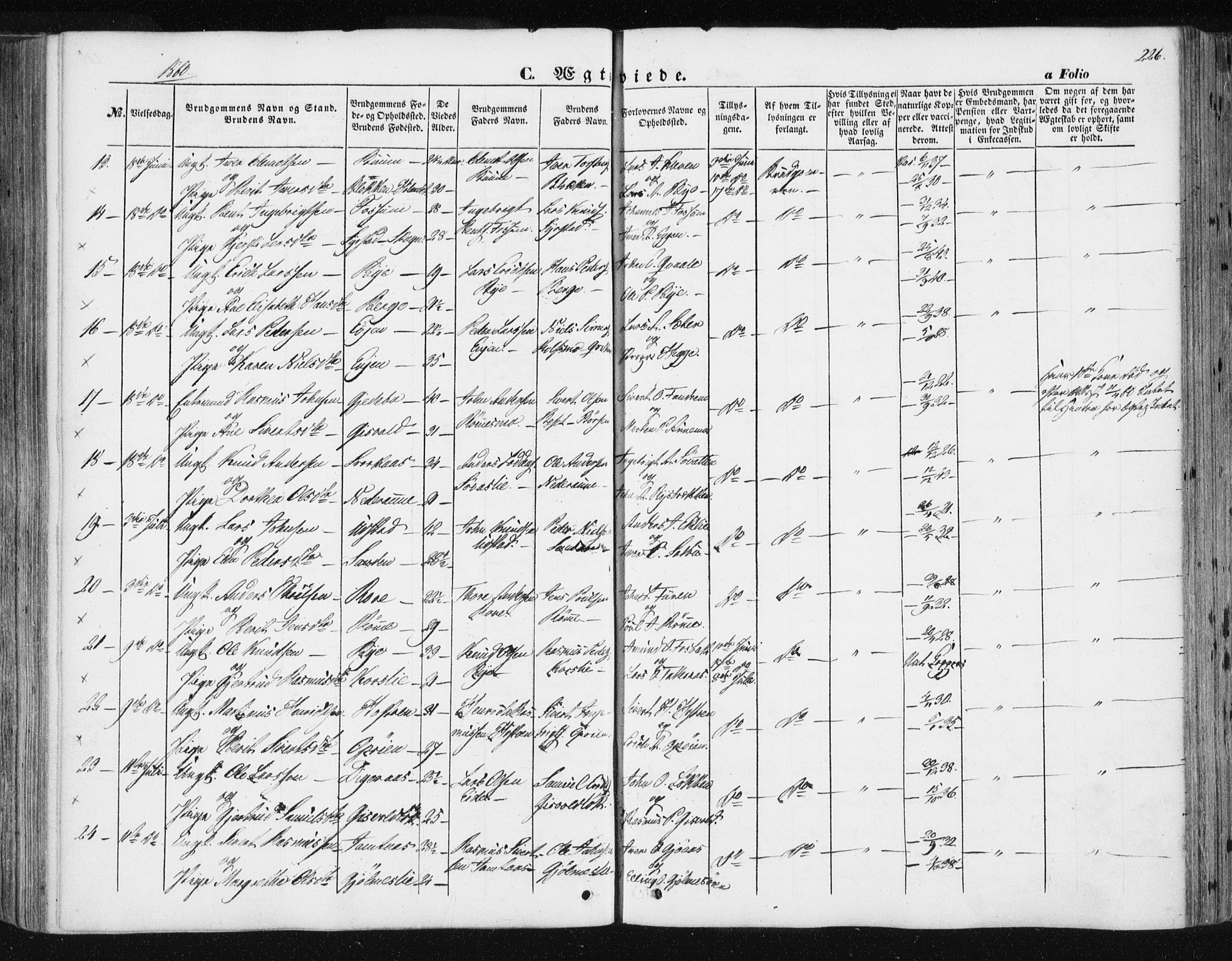 Ministerialprotokoller, klokkerbøker og fødselsregistre - Sør-Trøndelag, SAT/A-1456/668/L0806: Parish register (official) no. 668A06, 1854-1869, p. 226