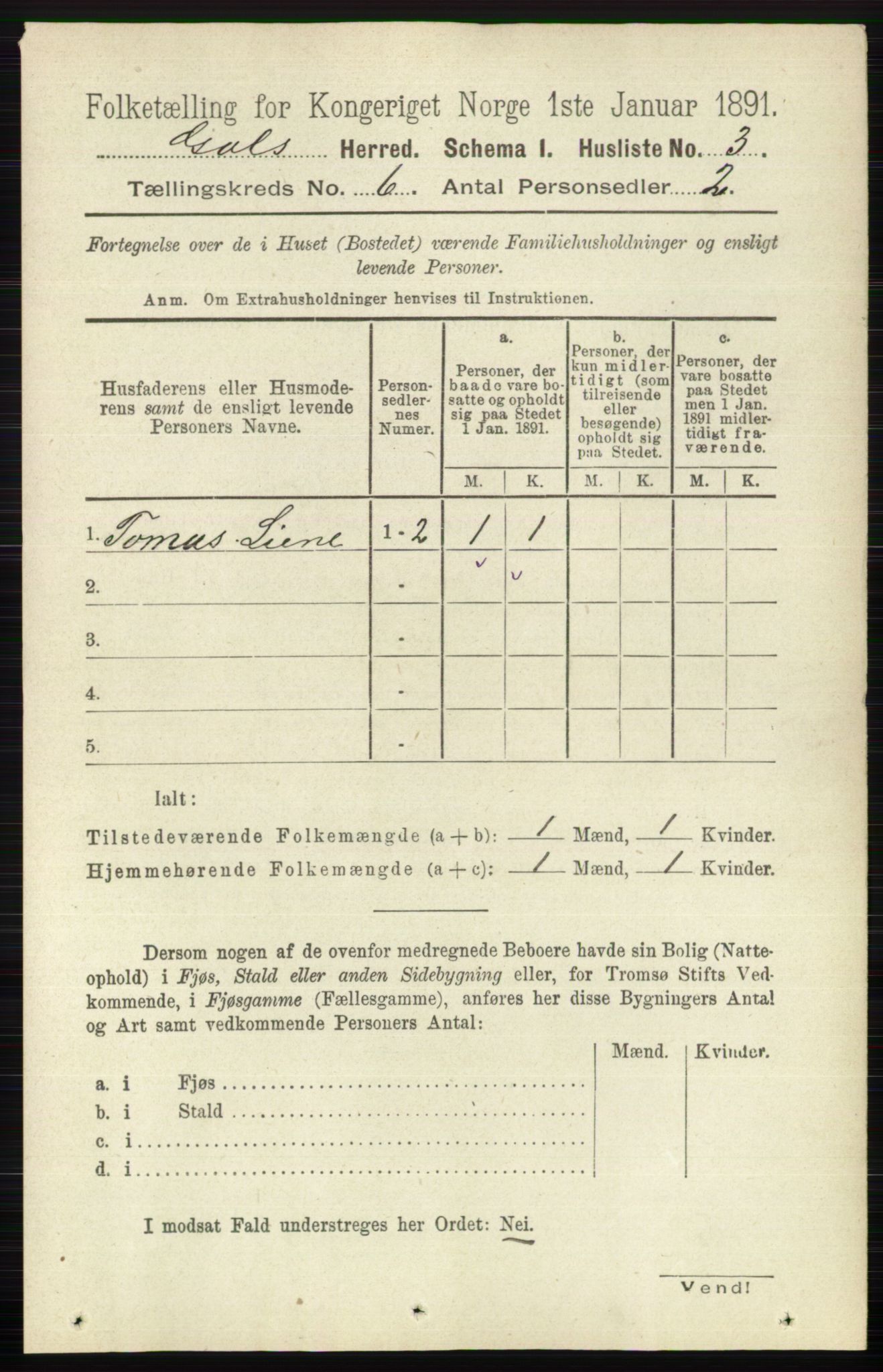 RA, 1891 census for 0617 Gol og Hemsedal, 1891, p. 2351