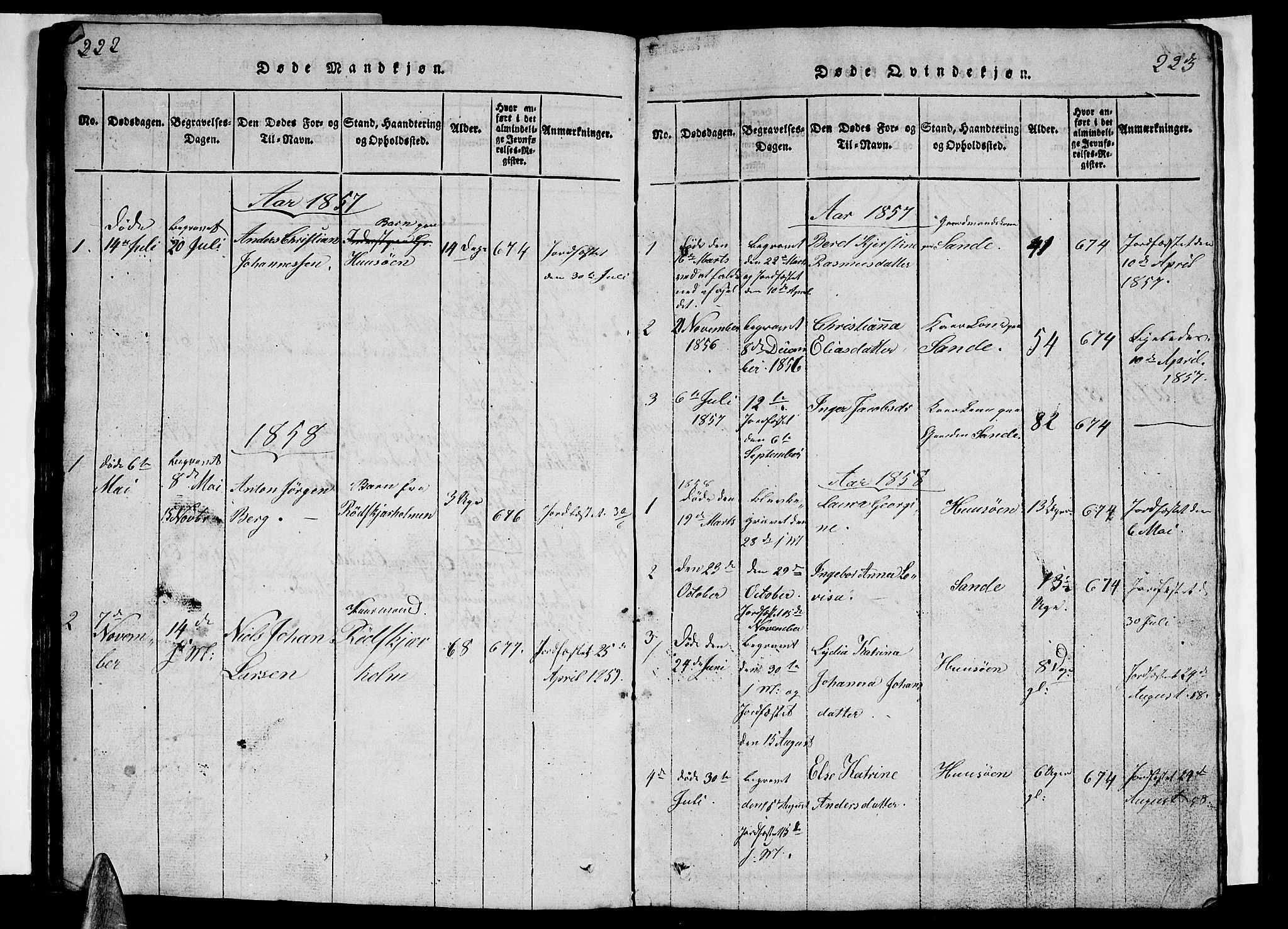 Ministerialprotokoller, klokkerbøker og fødselsregistre - Nordland, SAT/A-1459/840/L0581: Parish register (copy) no. 840C01, 1820-1873, p. 222-223