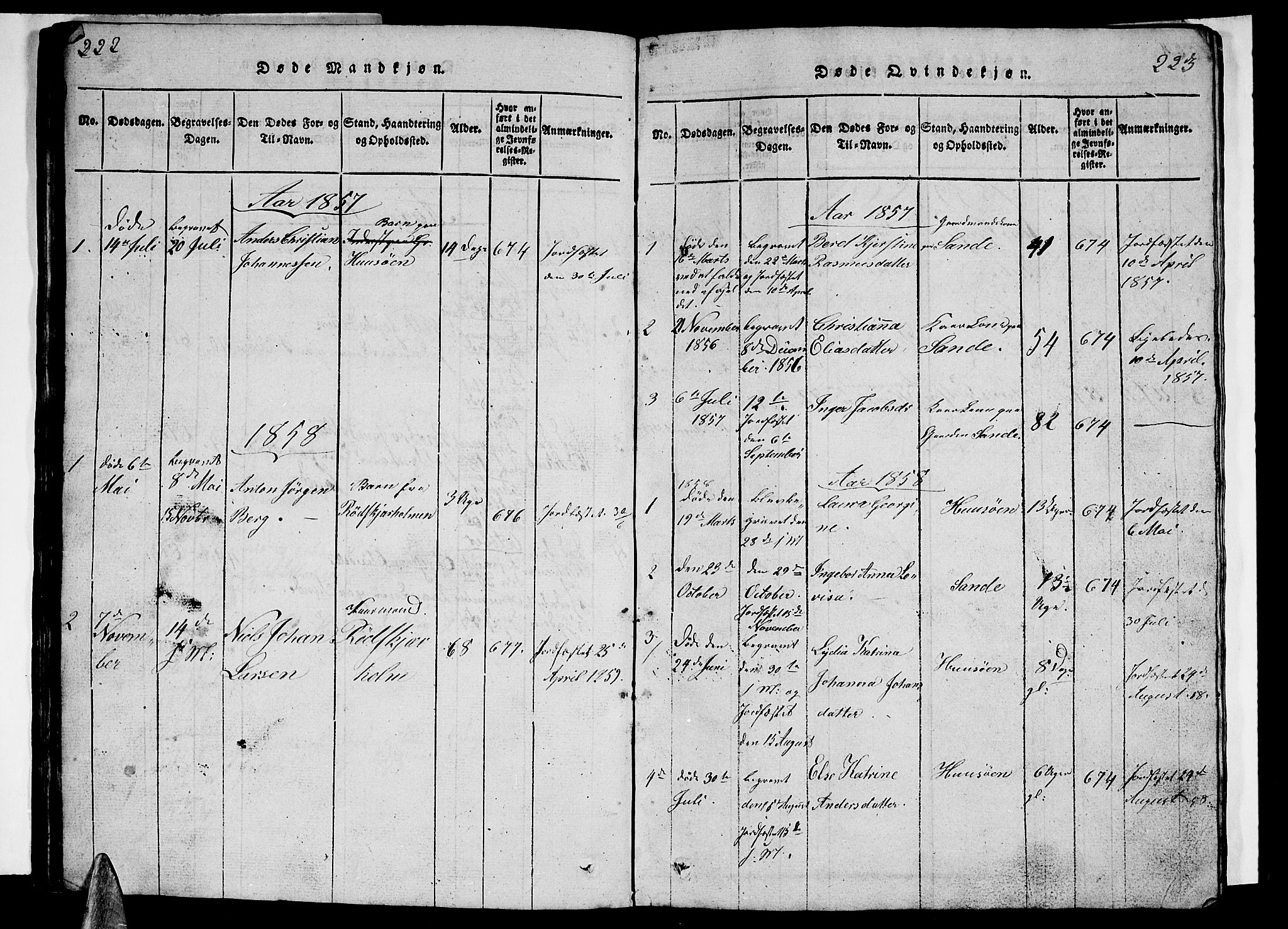 Ministerialprotokoller, klokkerbøker og fødselsregistre - Nordland, AV/SAT-A-1459/840/L0581: Parish register (copy) no. 840C01, 1820-1873, p. 222-223