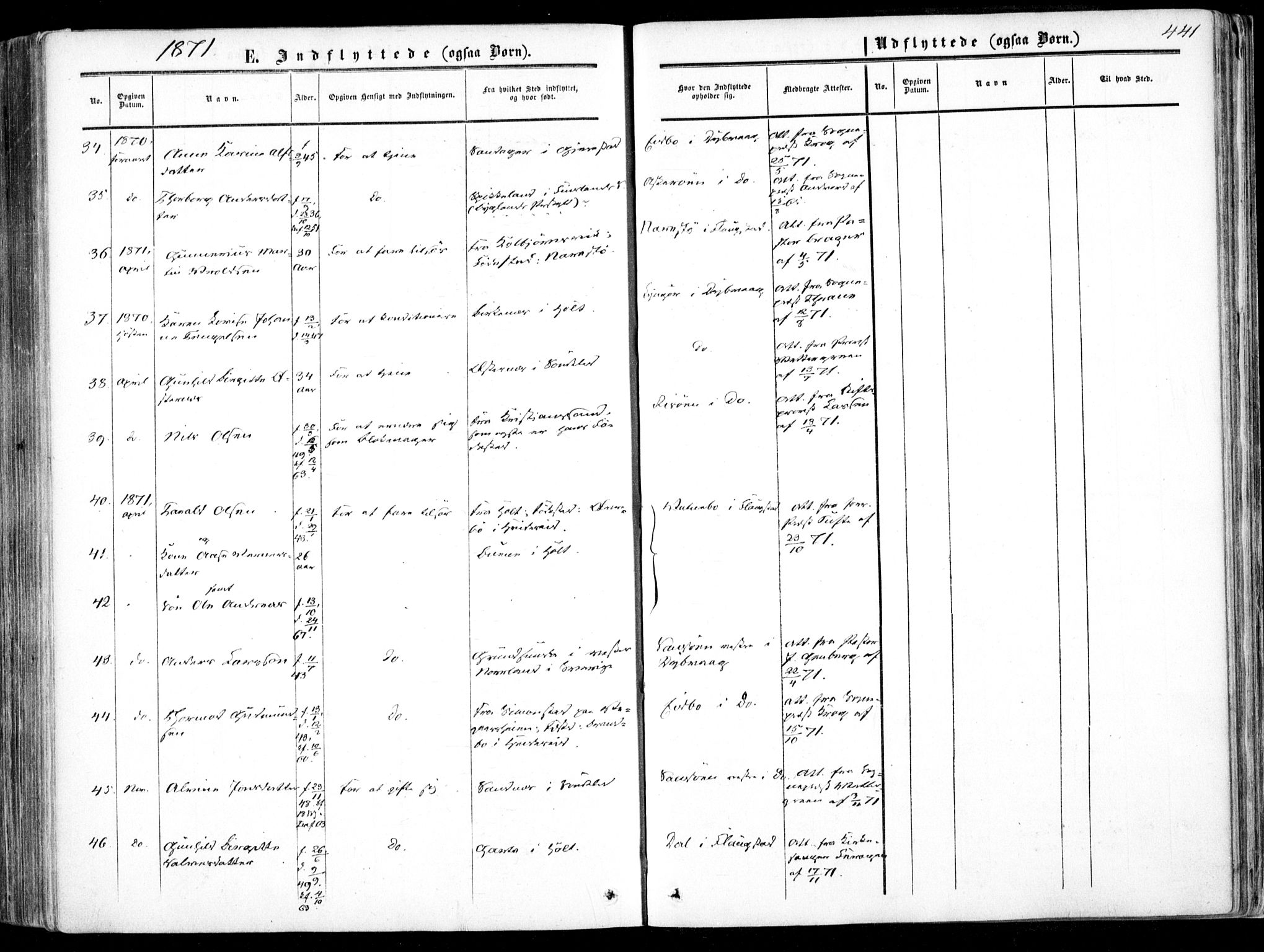 Dypvåg sokneprestkontor, SAK/1111-0007/F/Fa/Faa/L0006: Parish register (official) no. A 6, 1855-1872, p. 441