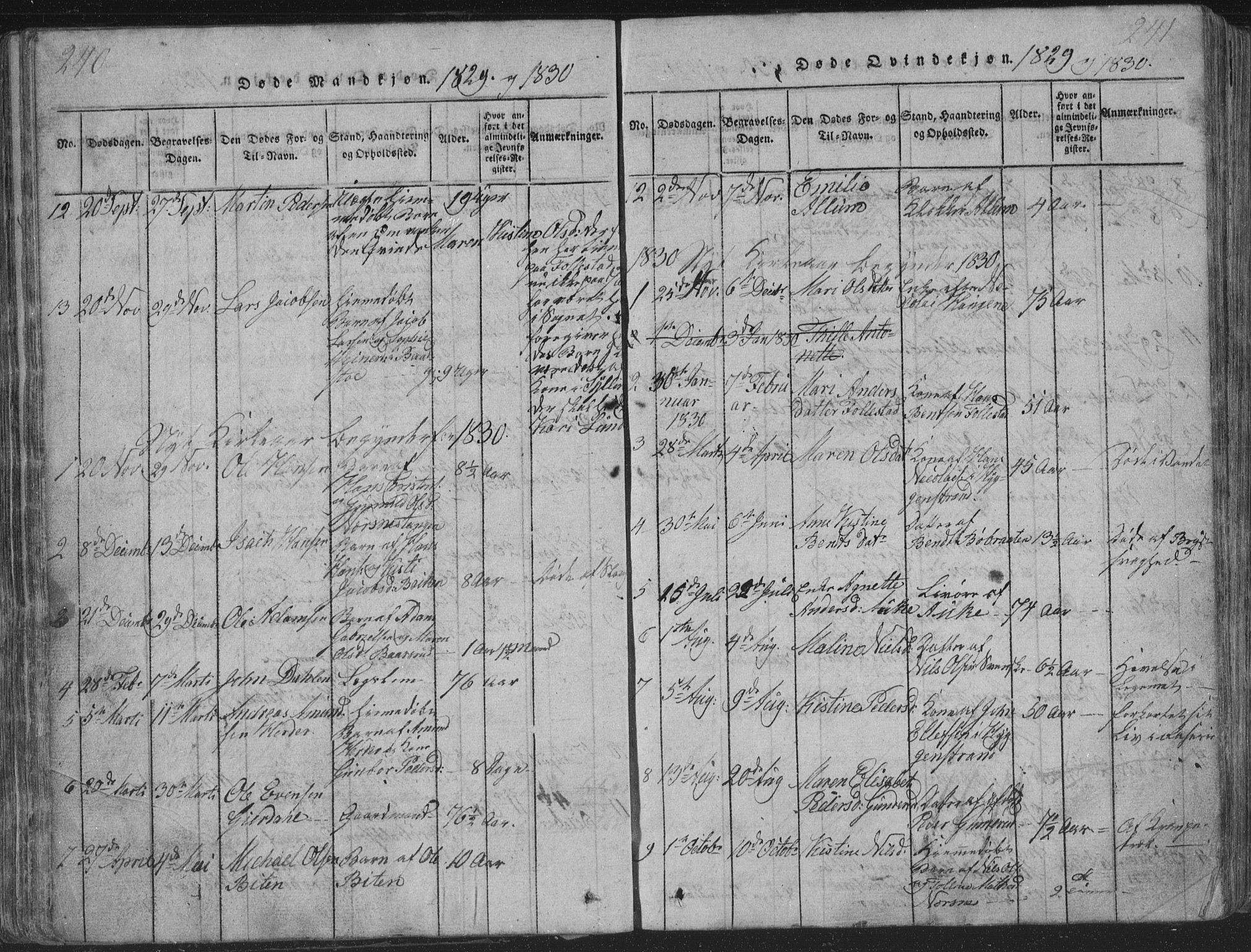 Røyken kirkebøker, SAKO/A-241/G/Ga/L0003: Parish register (copy) no. 3, 1814-1856, p. 240-241