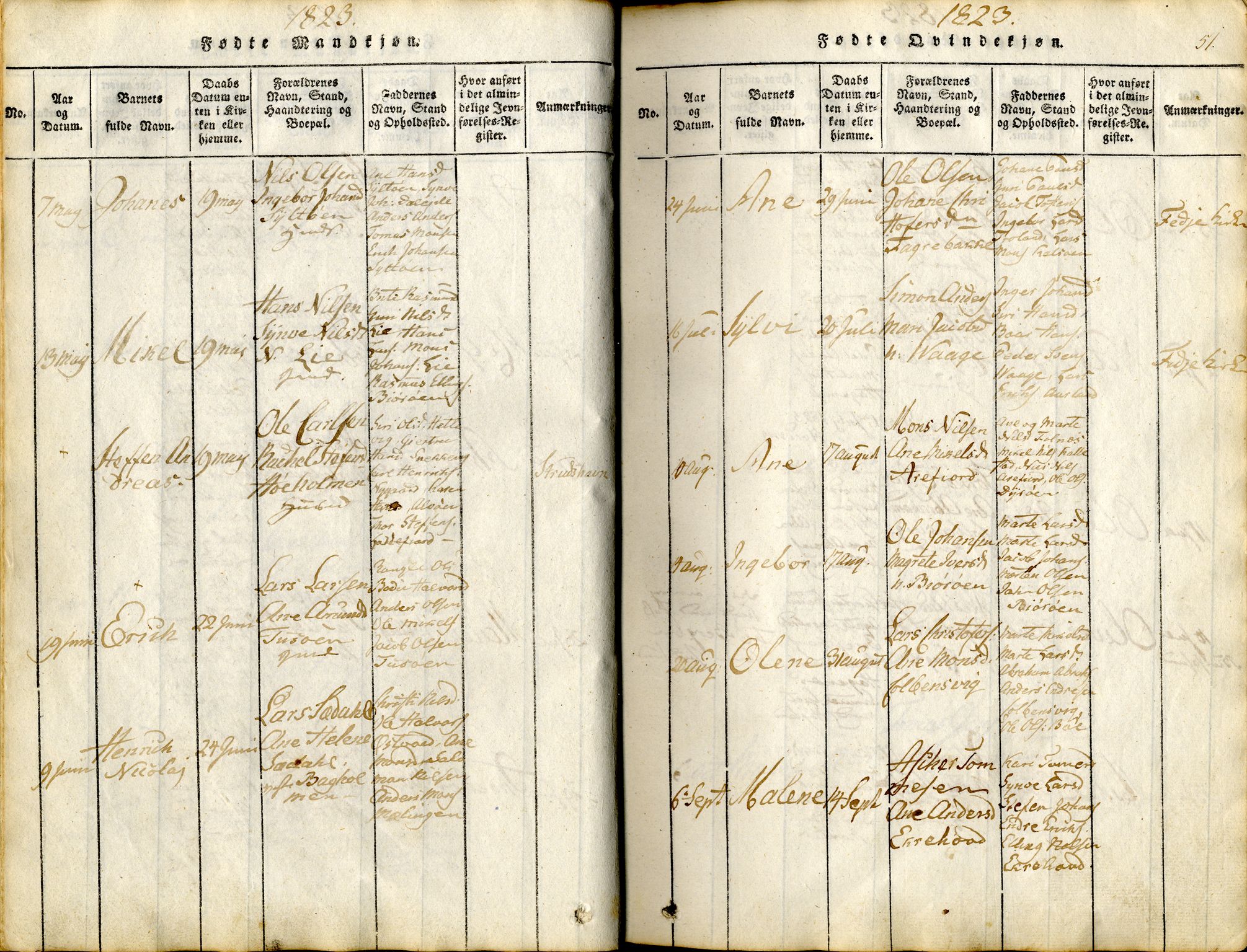 Sund sokneprestembete, SAB/A-99930: Parish register (official) no. A 11, 1814-1825, p. 51
