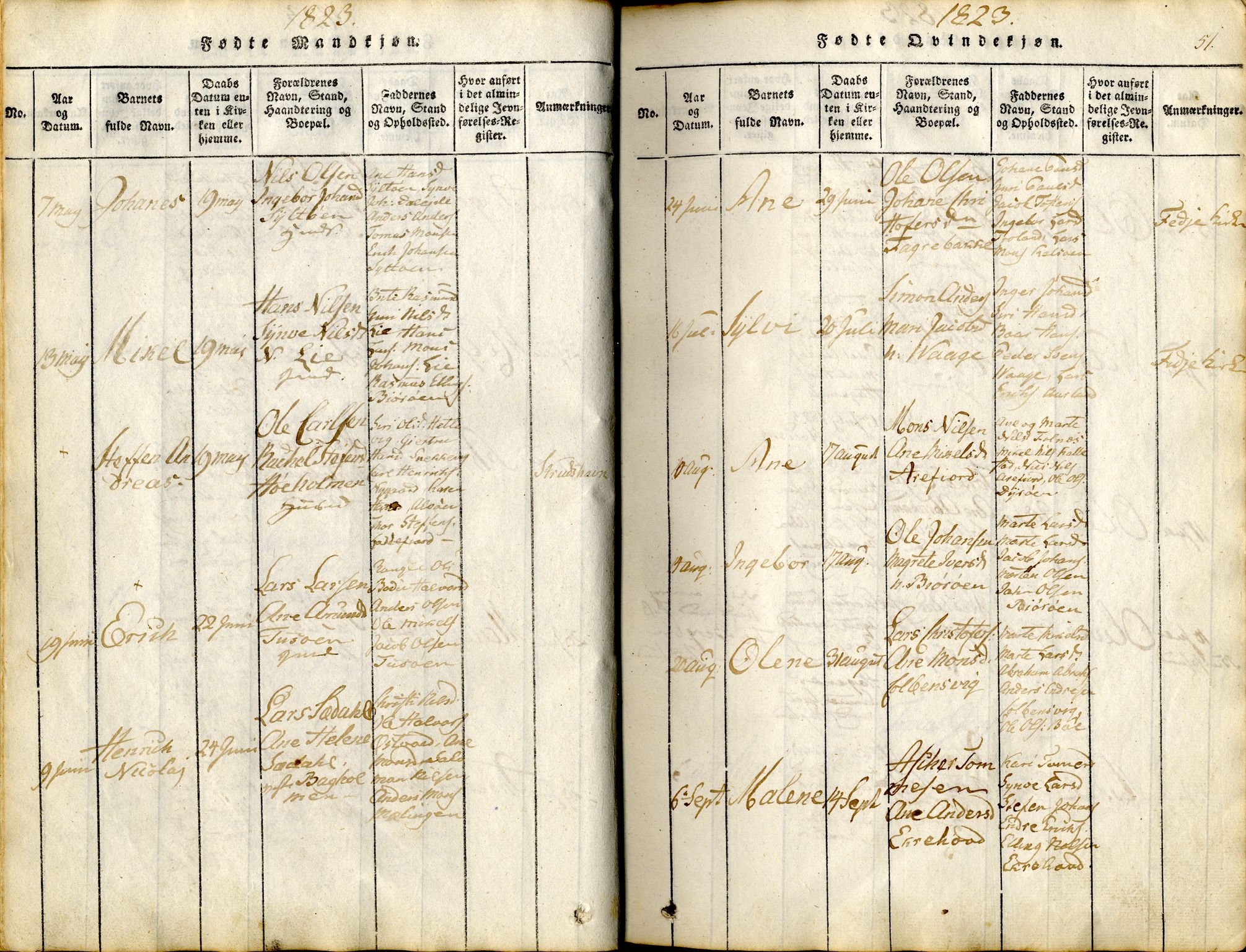 Sund sokneprestembete, AV/SAB-A-99930: Parish register (official) no. A 11, 1814-1825, p. 51