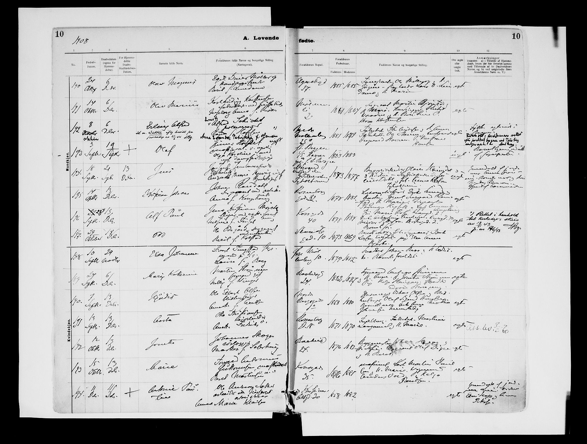 Ministerialprotokoller, klokkerbøker og fødselsregistre - Sør-Trøndelag, AV/SAT-A-1456/604/L0203: Parish register (official) no. 604A23, 1908-1916, p. 10