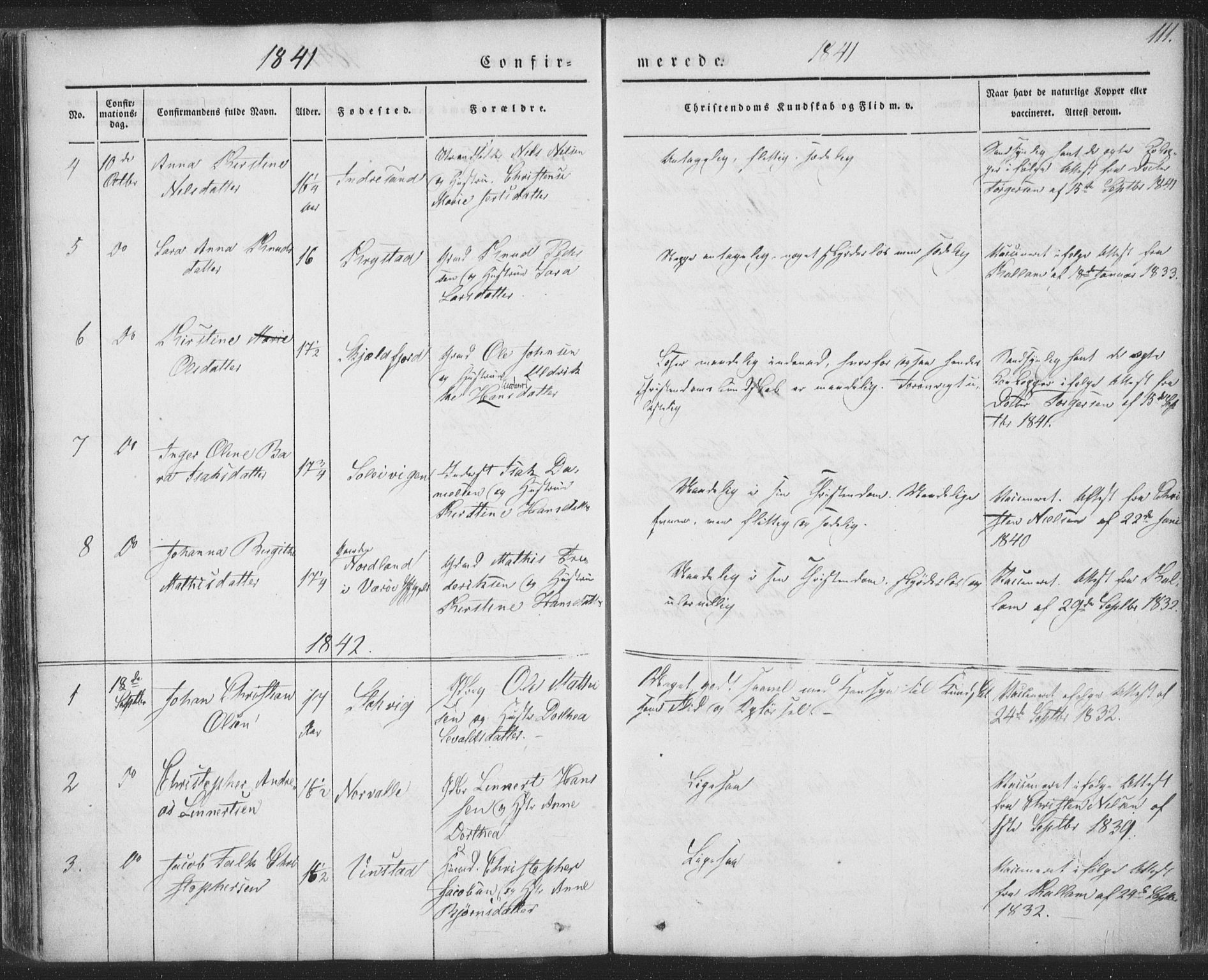 Ministerialprotokoller, klokkerbøker og fødselsregistre - Nordland, SAT/A-1459/885/L1202: Parish register (official) no. 885A03, 1838-1859, p. 111