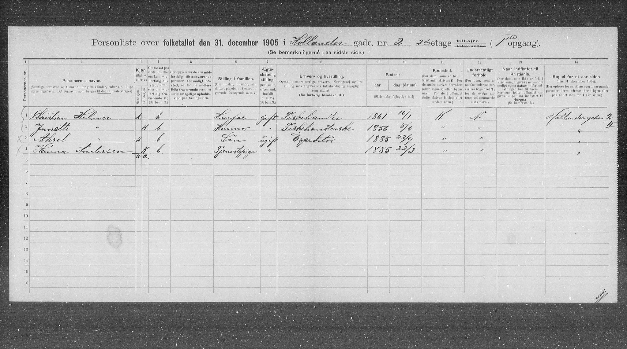 OBA, Municipal Census 1905 for Kristiania, 1905, p. 21121