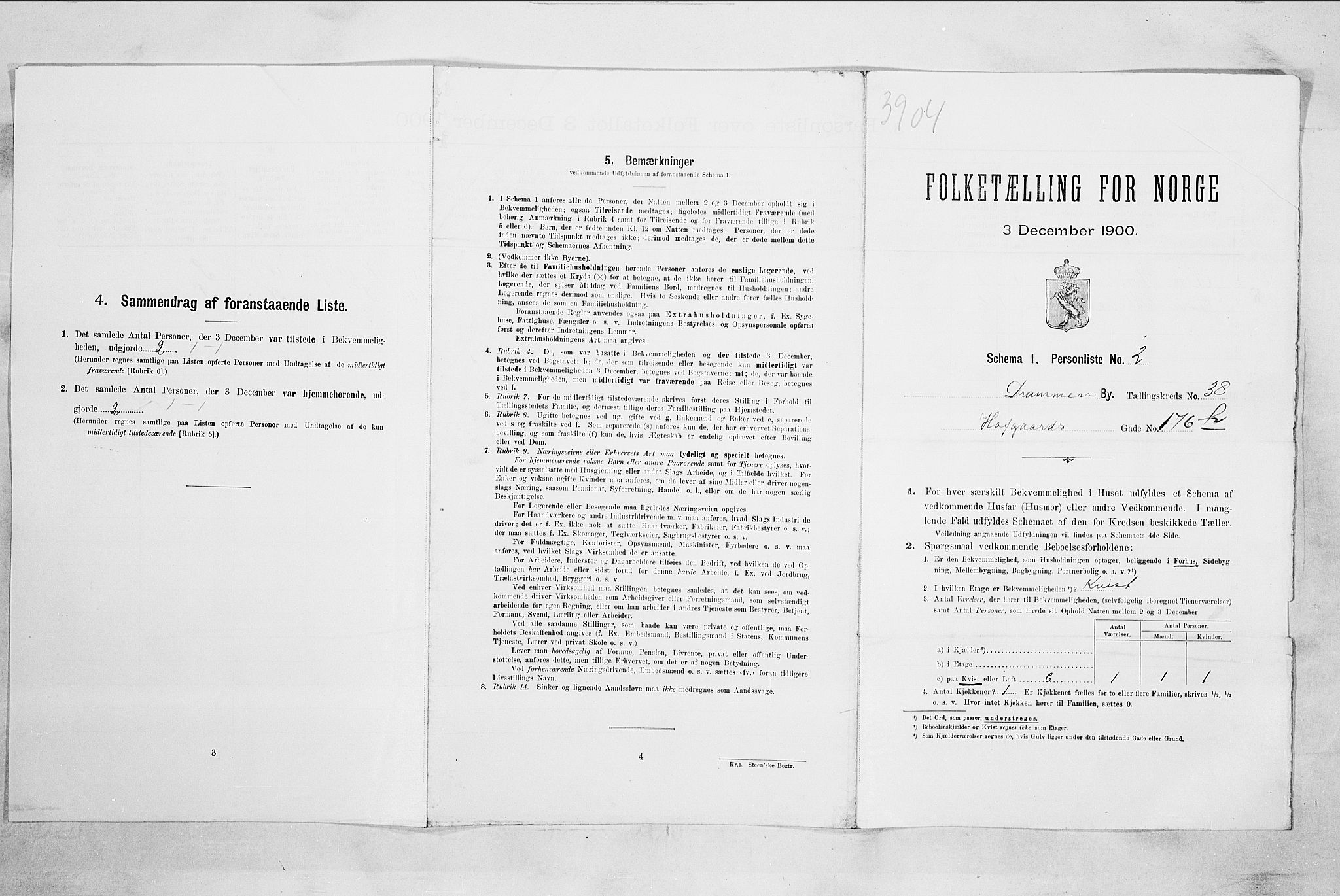 RA, 1900 census for Drammen, 1900, p. 6700