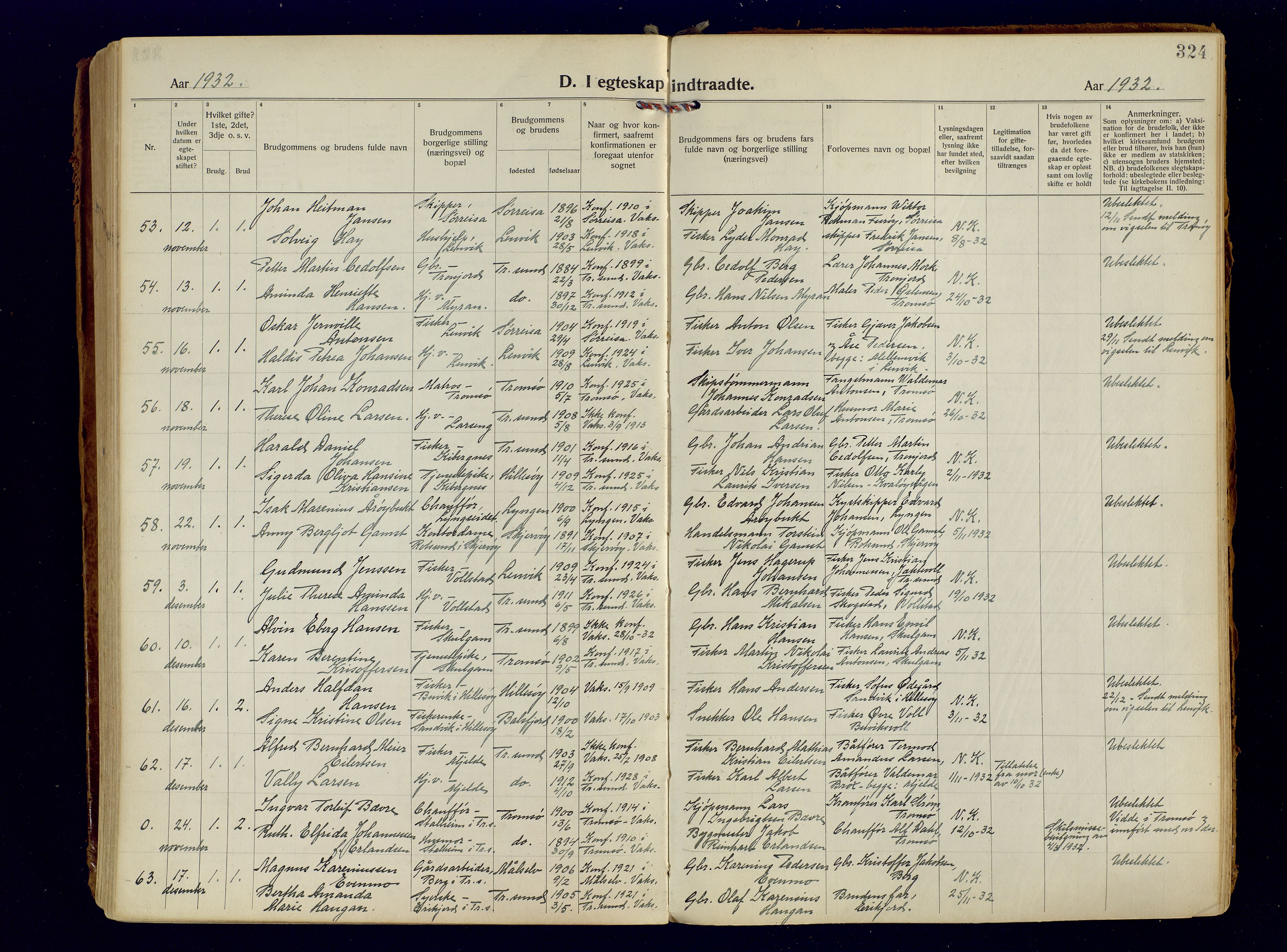 Tromsøysund sokneprestkontor, SATØ/S-1304/G/Ga/L0009kirke: Parish register (official) no. 9, 1922-1934, p. 324