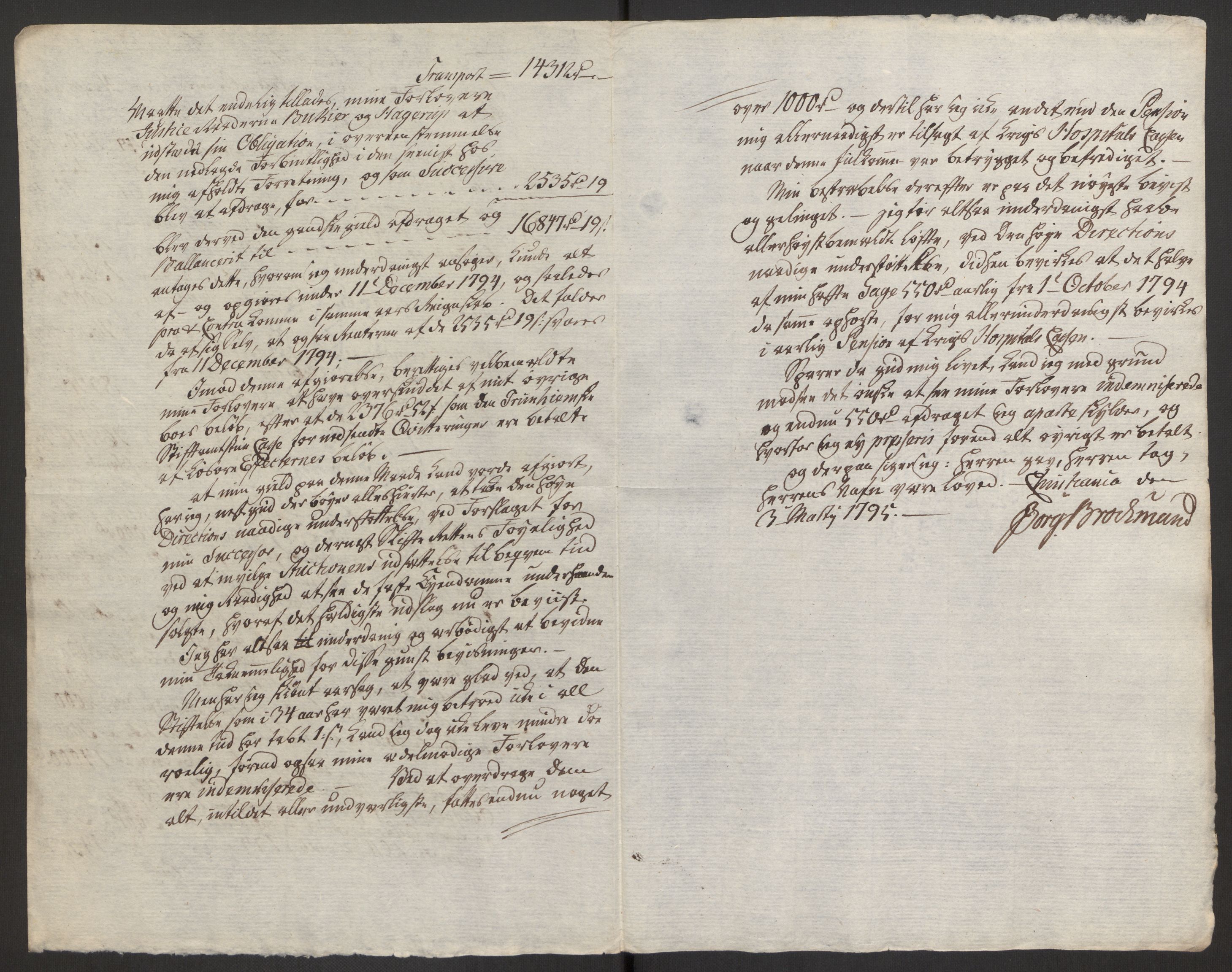 Forsvaret, Den norske kvesthuskasse/krigshospitalkasse, AV/RA-RAFA-1887/F/Fa/L0017: Innkomne brev:, 1782-1807, p. 134