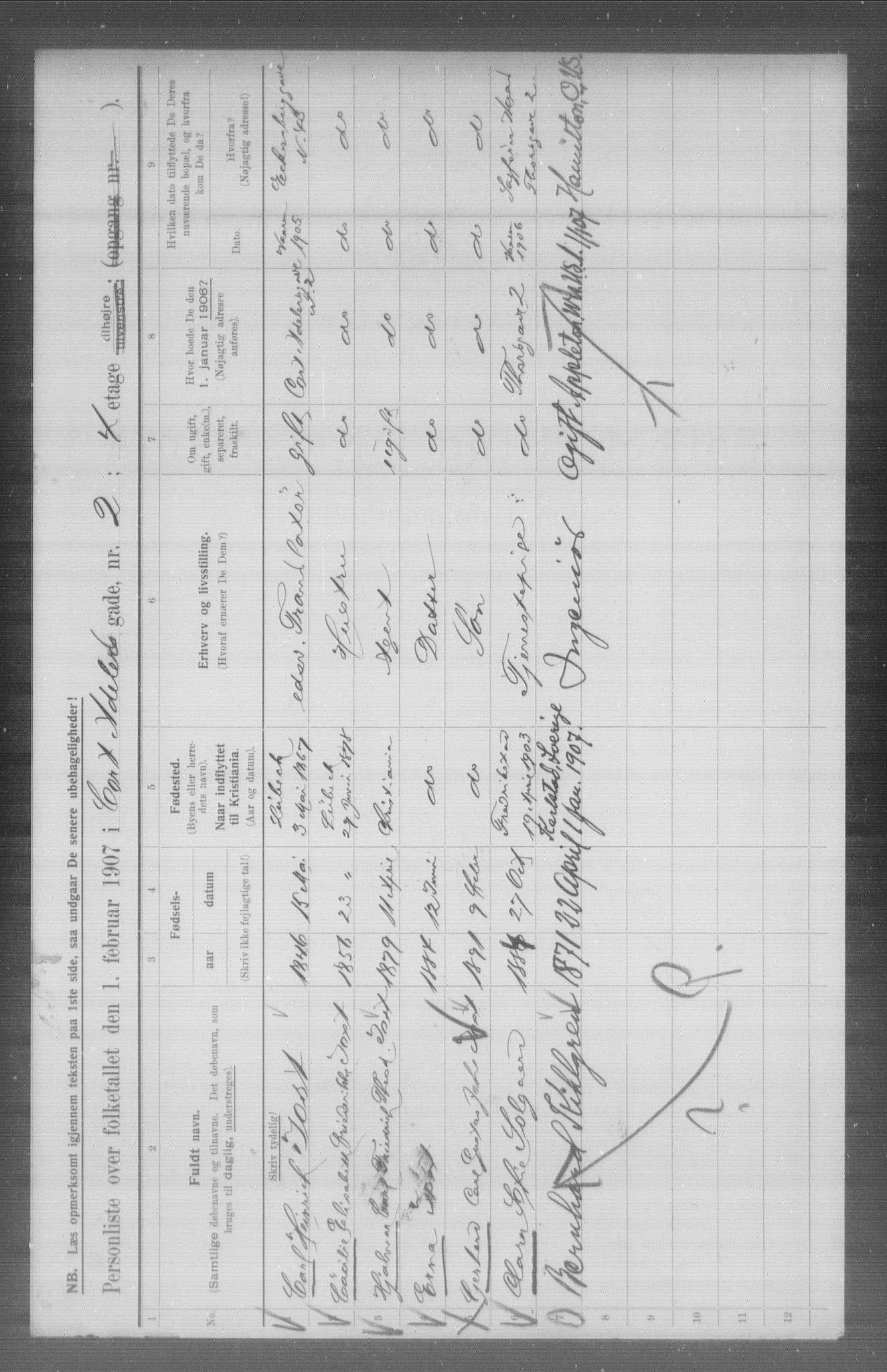 OBA, Municipal Census 1907 for Kristiania, 1907, p. 6921