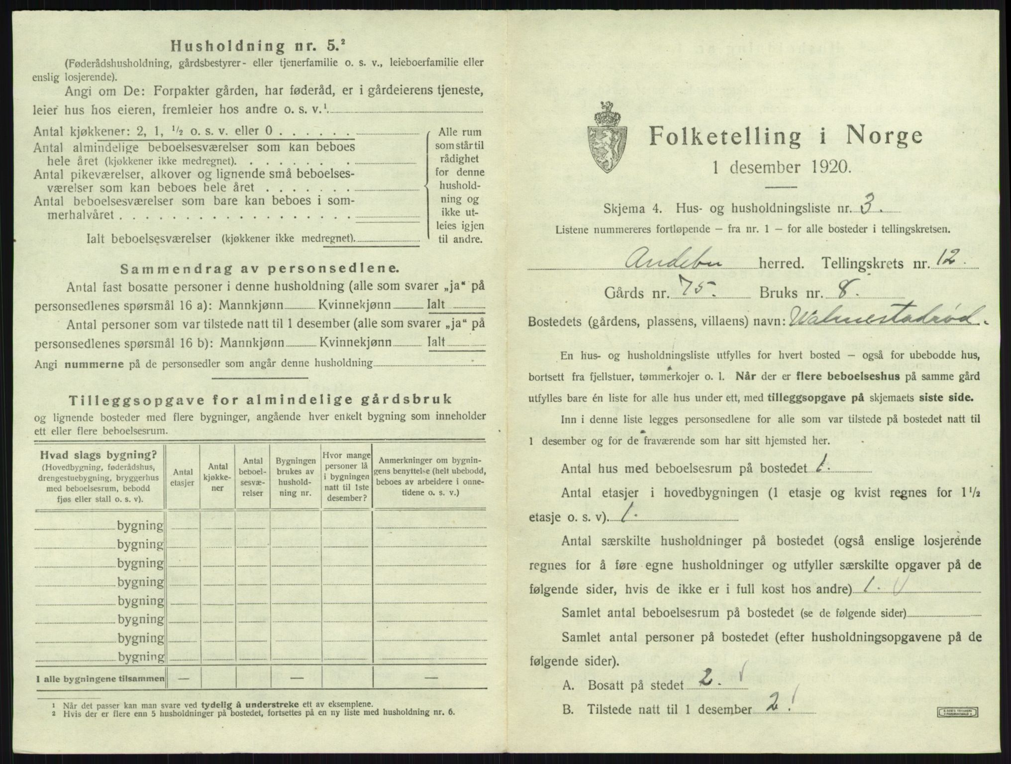 SAKO, 1920 census for Andebu, 1920, p. 654