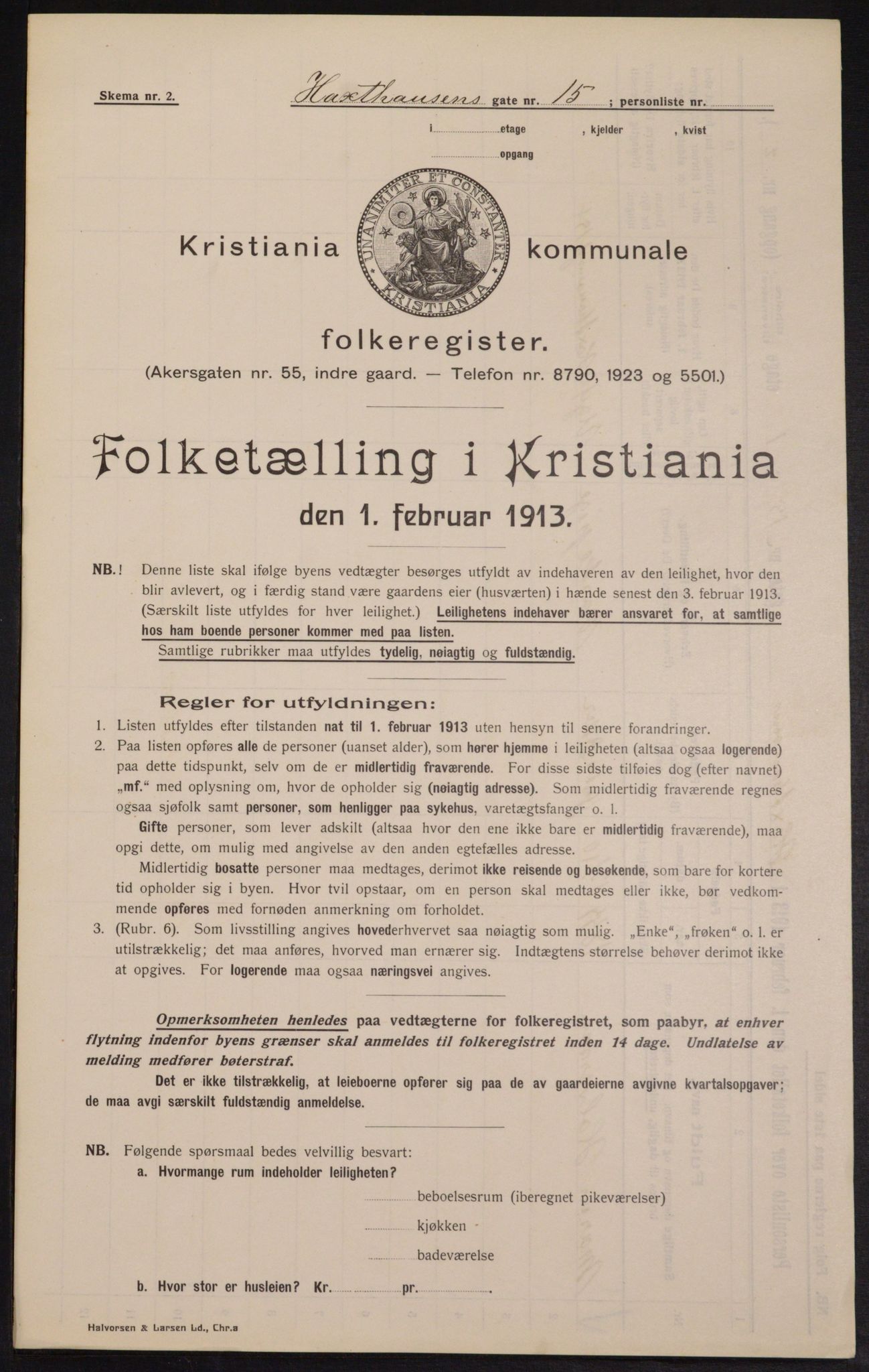 OBA, Municipal Census 1913 for Kristiania, 1913, p. 35736