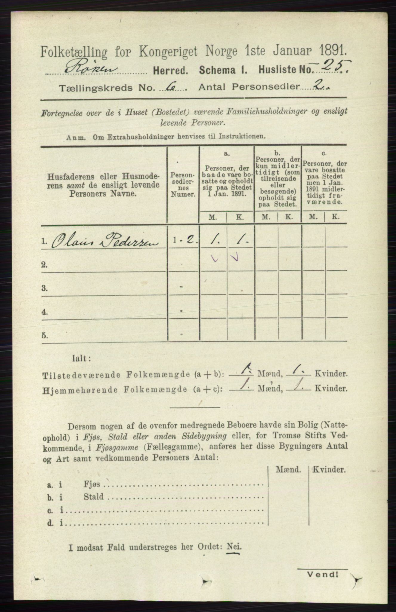 RA, 1891 census for 0627 Røyken, 1891, p. 3567