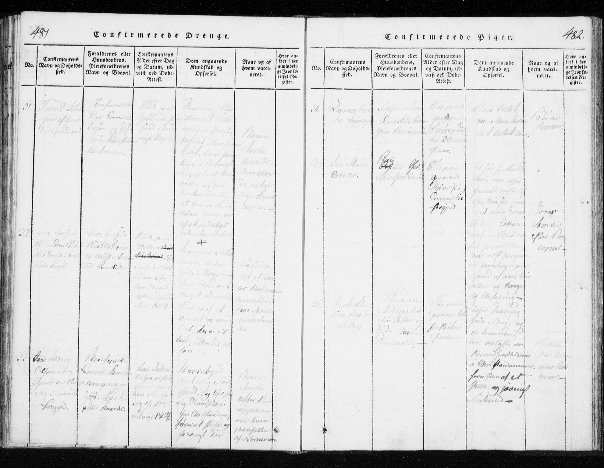 Tranøy sokneprestkontor, SATØ/S-1313/I/Ia/Iaa/L0004kirke: Parish register (official) no. 4, 1820-1829, p. 481-482