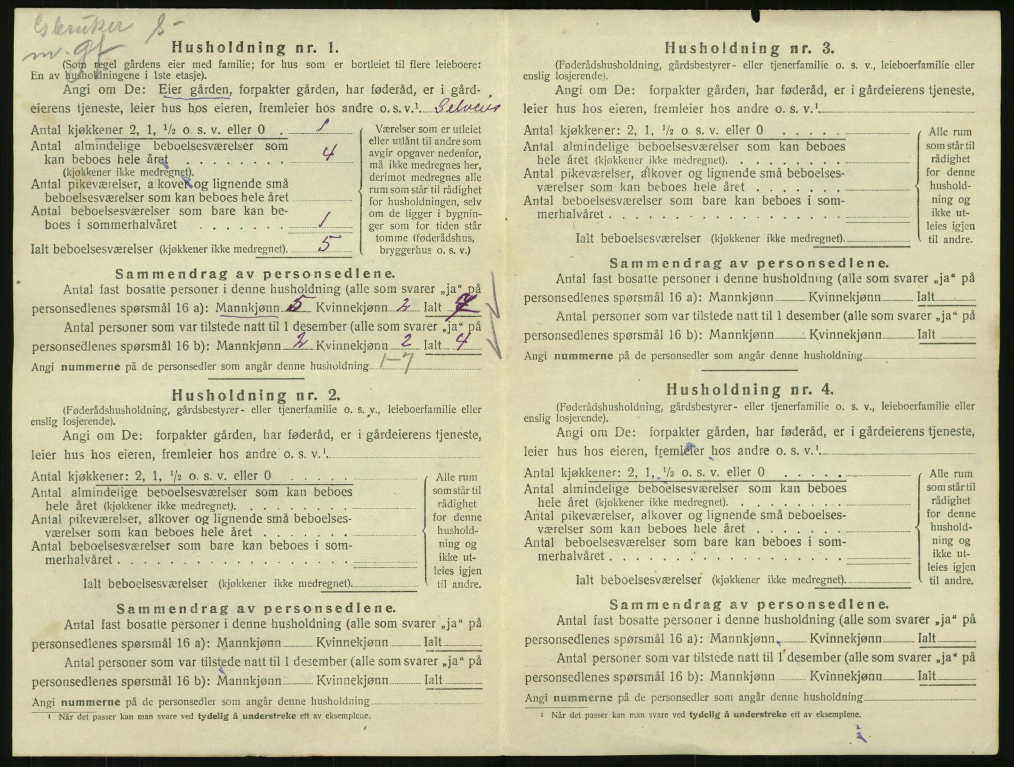 SAK, 1920 census for Vegusdal, 1920, p. 366