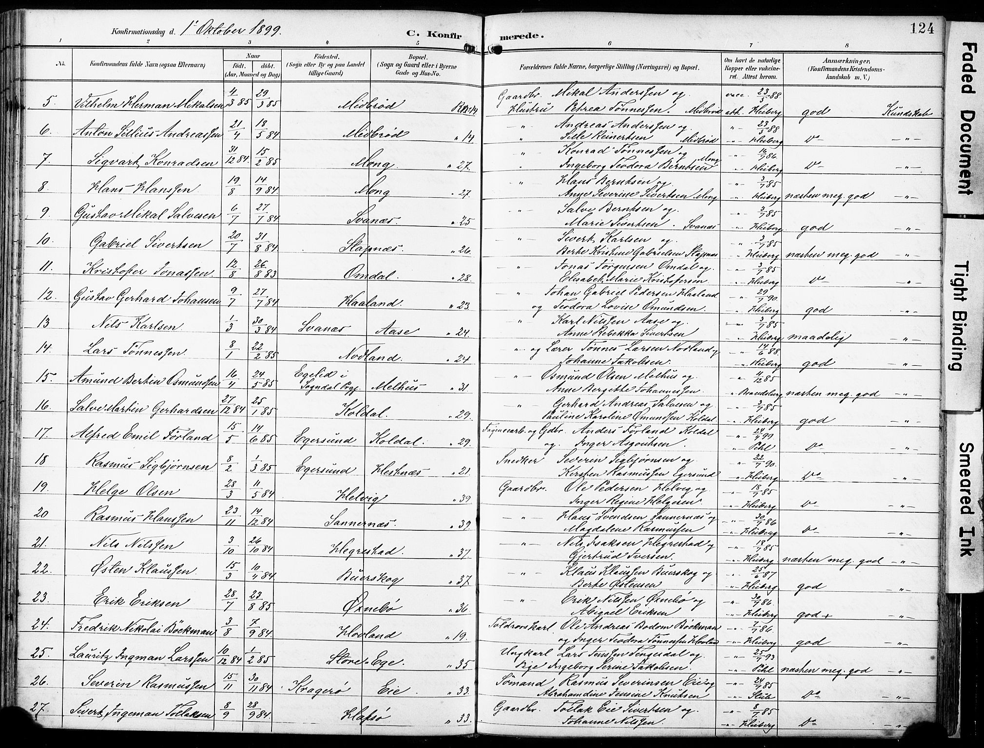 Eigersund sokneprestkontor, AV/SAST-A-101807/S08/L0018: Parish register (official) no. A 17, 1892-1905, p. 124