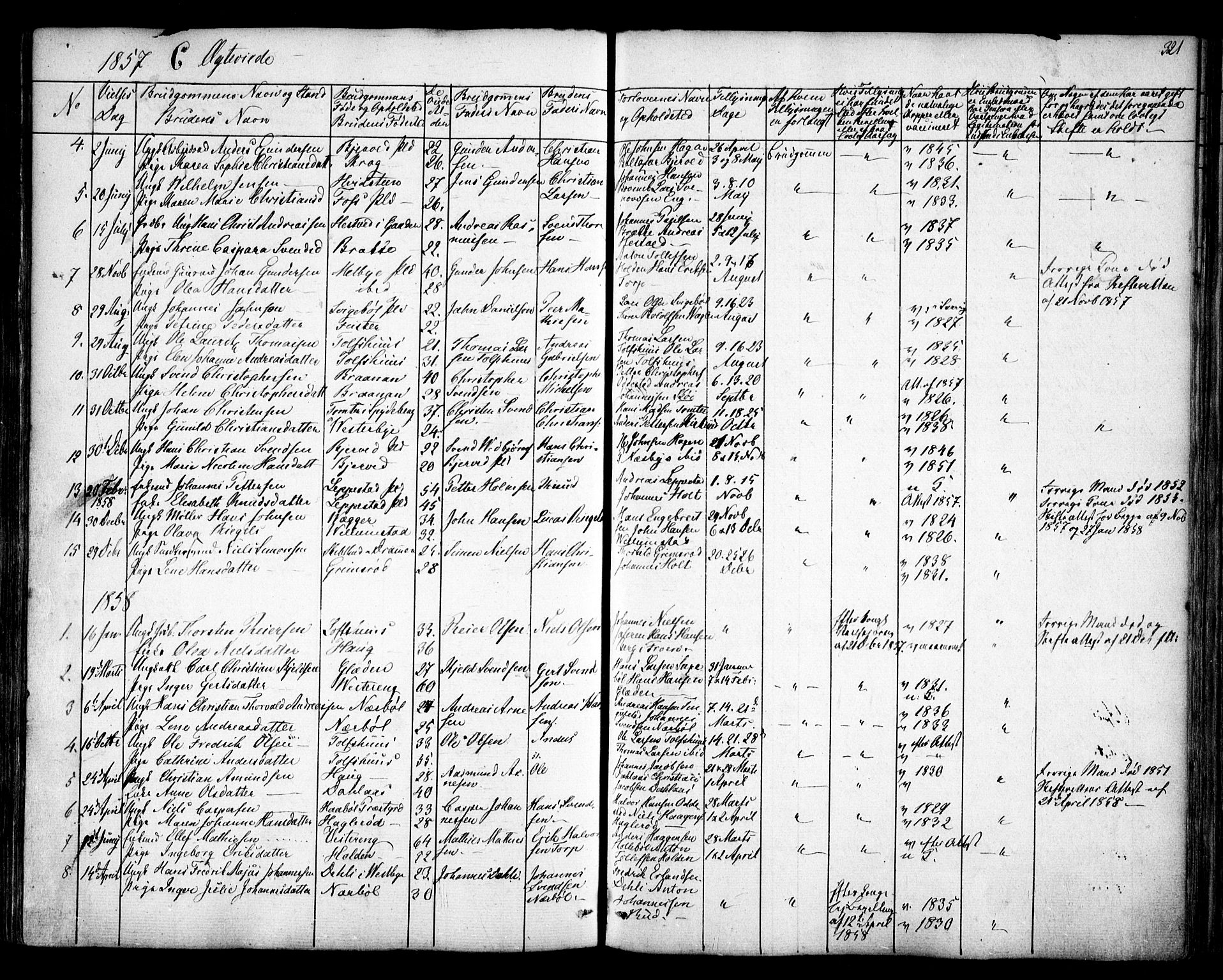 Hobøl prestekontor Kirkebøker, SAO/A-2002/F/Fa/L0003: Parish register (official) no. I 3, 1842-1864, p. 321