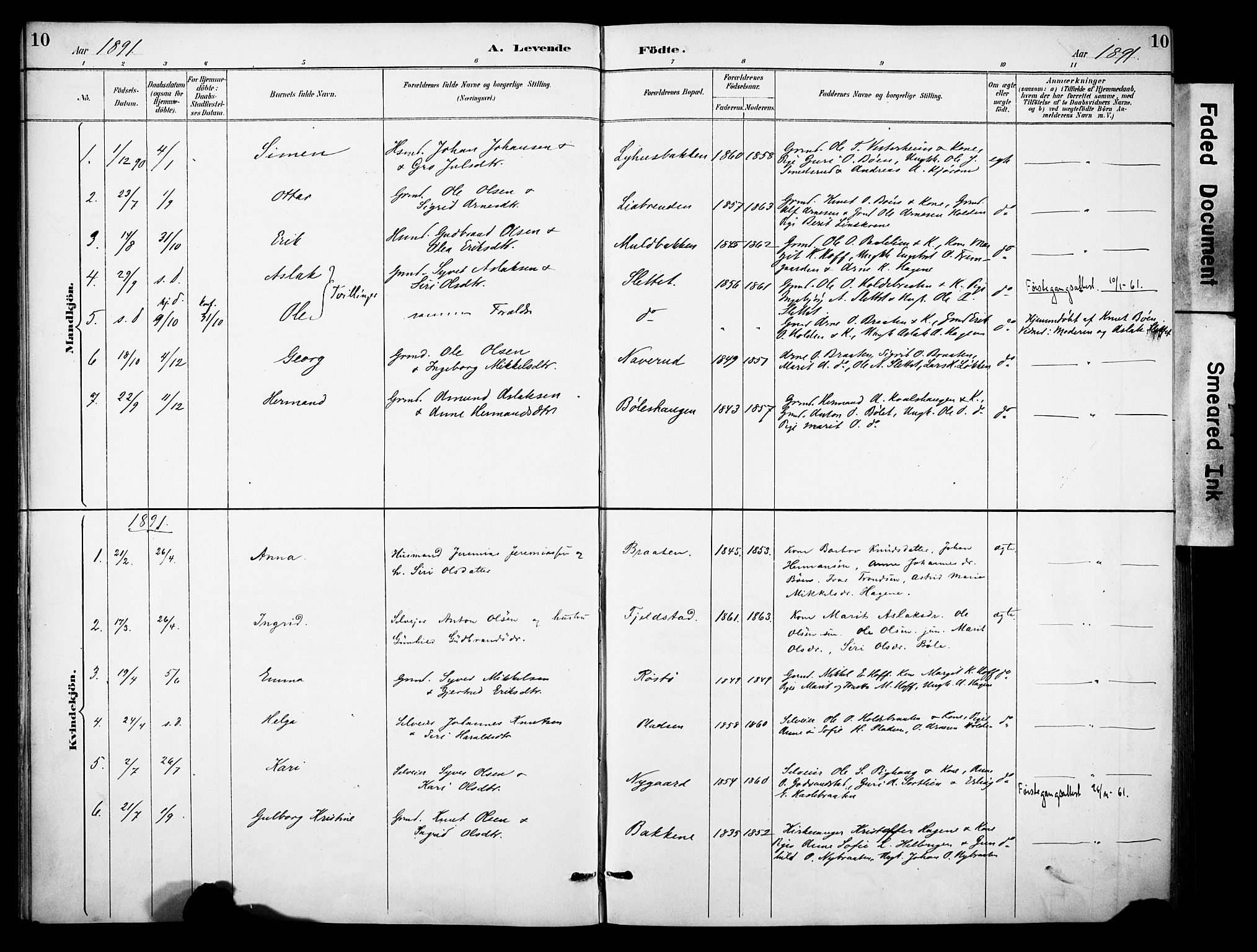 Sør-Aurdal prestekontor, SAH/PREST-128/H/Ha/Haa/L0010: Parish register (official) no. 10, 1886-1906, p. 10