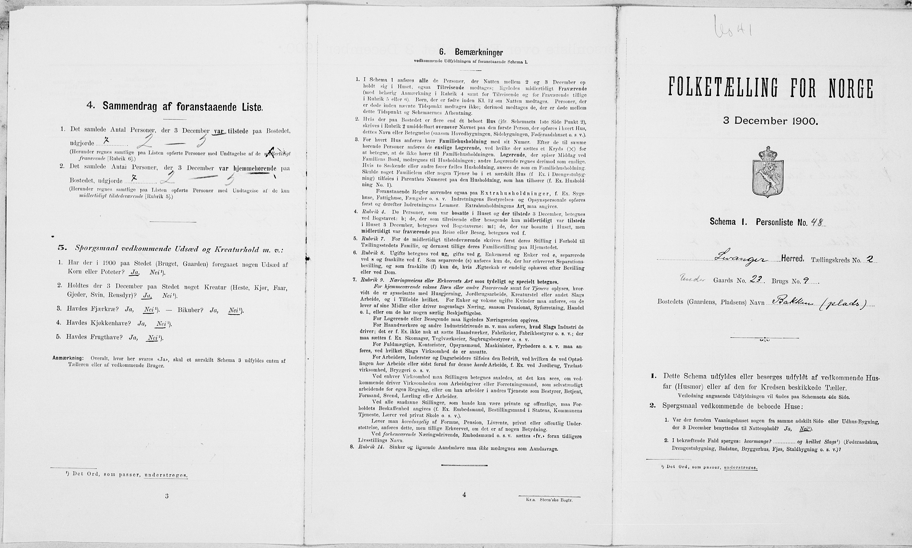 SAT, 1900 census for Levanger, 1900, p. 333