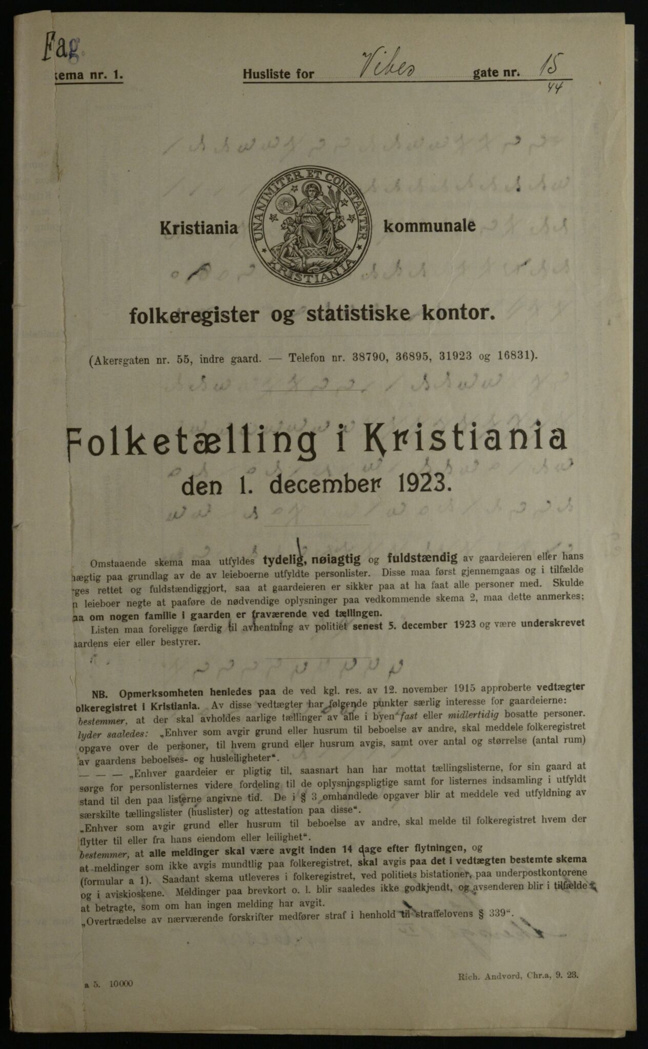 OBA, Municipal Census 1923 for Kristiania, 1923, p. 135799