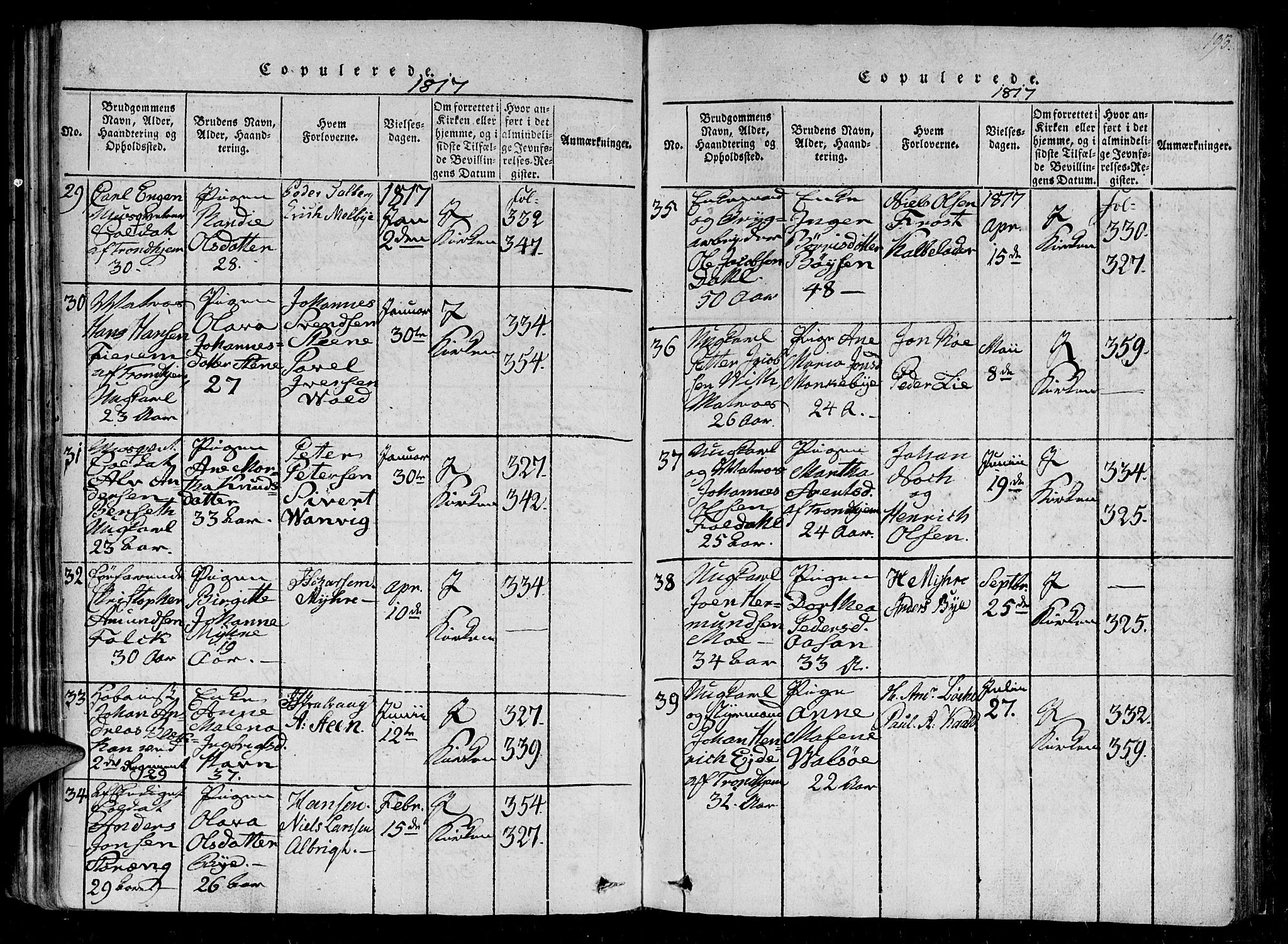 Ministerialprotokoller, klokkerbøker og fødselsregistre - Sør-Trøndelag, SAT/A-1456/602/L0107: Parish register (official) no. 602A05, 1815-1821, p. 193