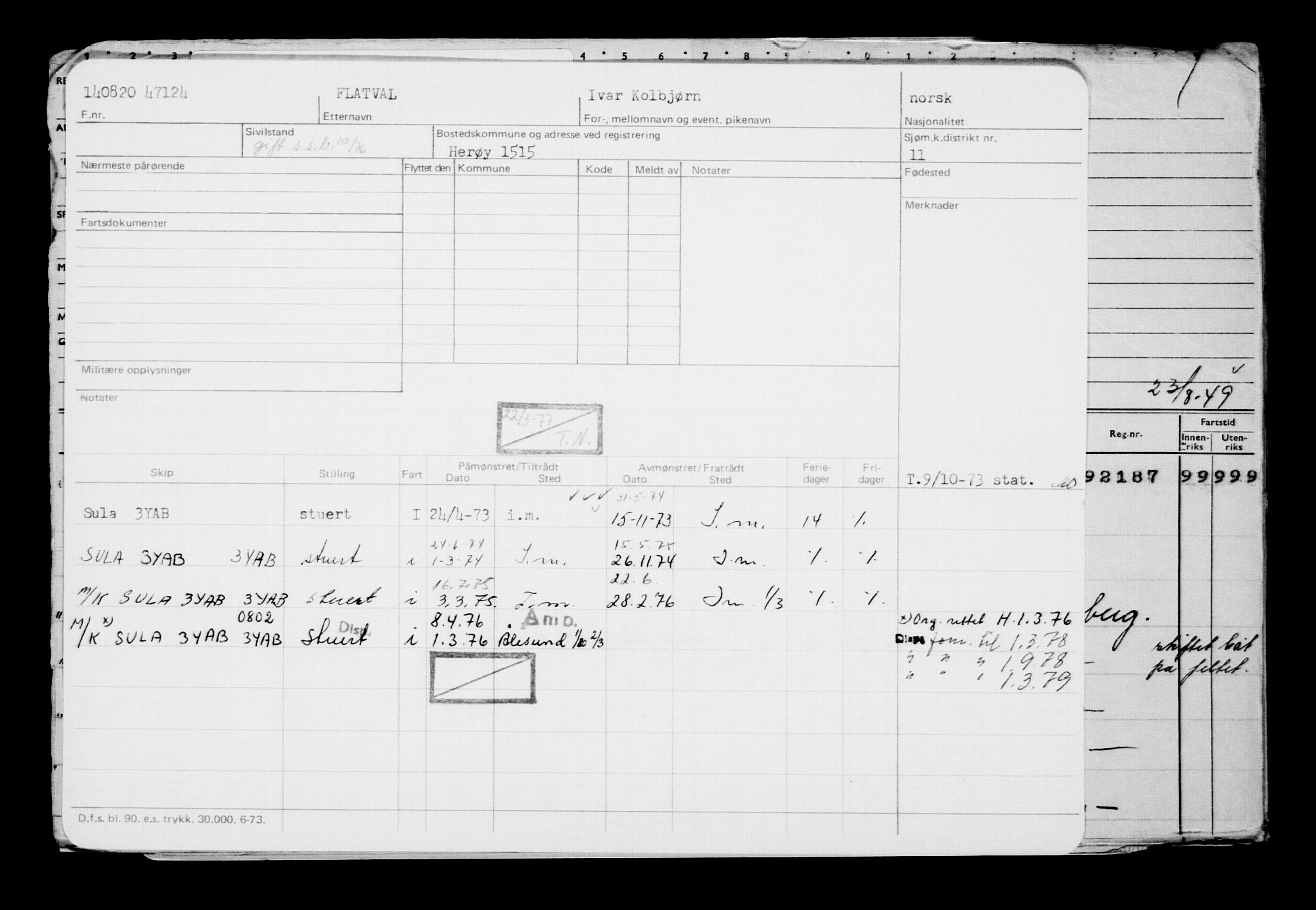 Direktoratet for sjømenn, AV/RA-S-3545/G/Gb/L0184: Hovedkort, 1920, p. 299