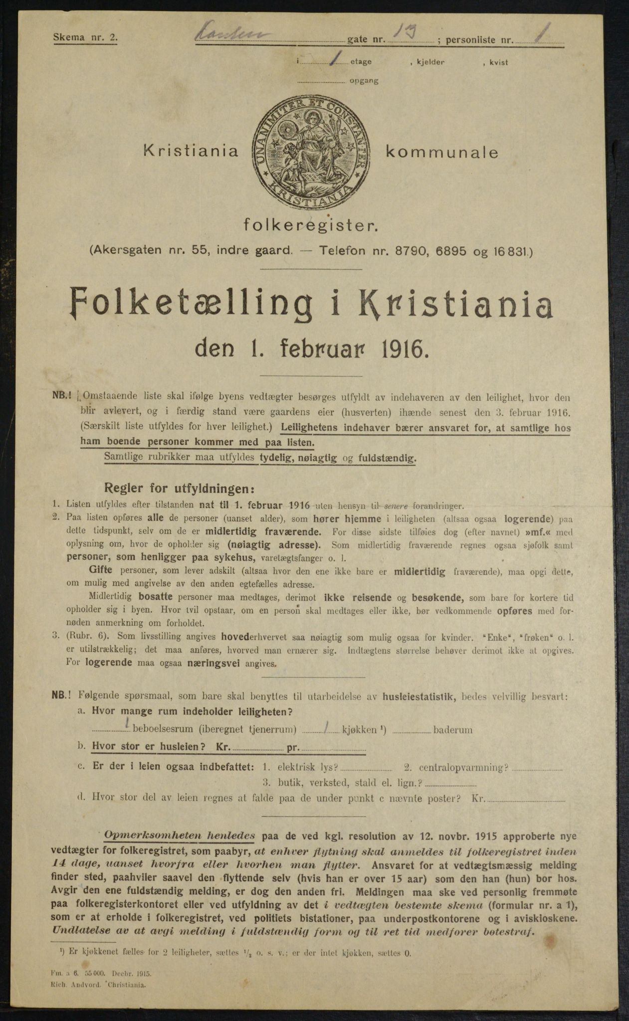 OBA, Municipal Census 1916 for Kristiania, 1916, p. 49320