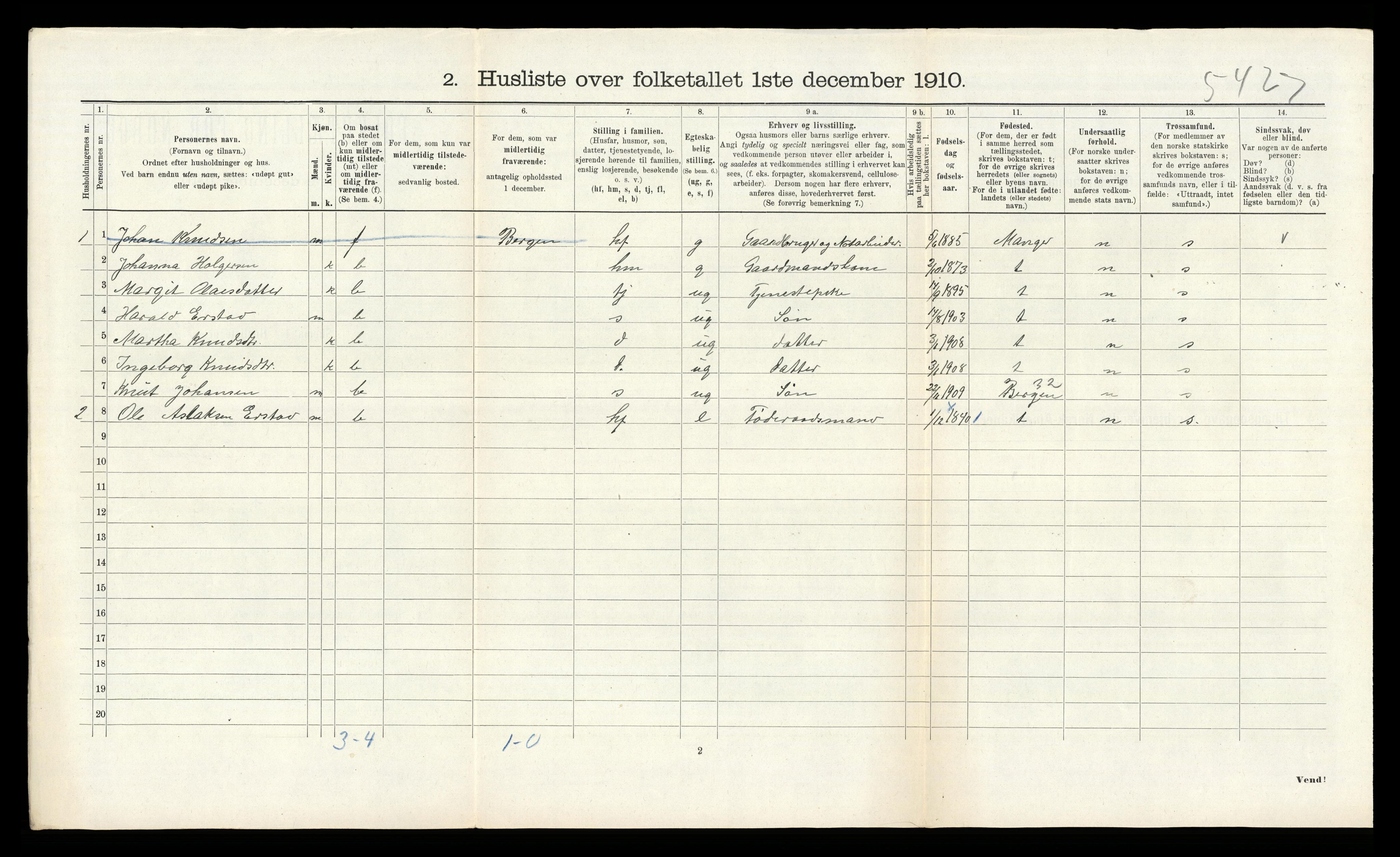 RA, 1910 census for Alversund, 1910, p. 757