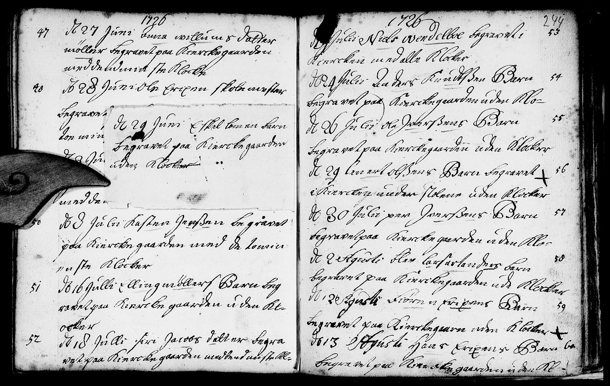 Nykirken Sokneprestembete, SAB/A-77101/H/Haa/L0009: Parish register (official) no. A 9, 1689-1759, p. 244