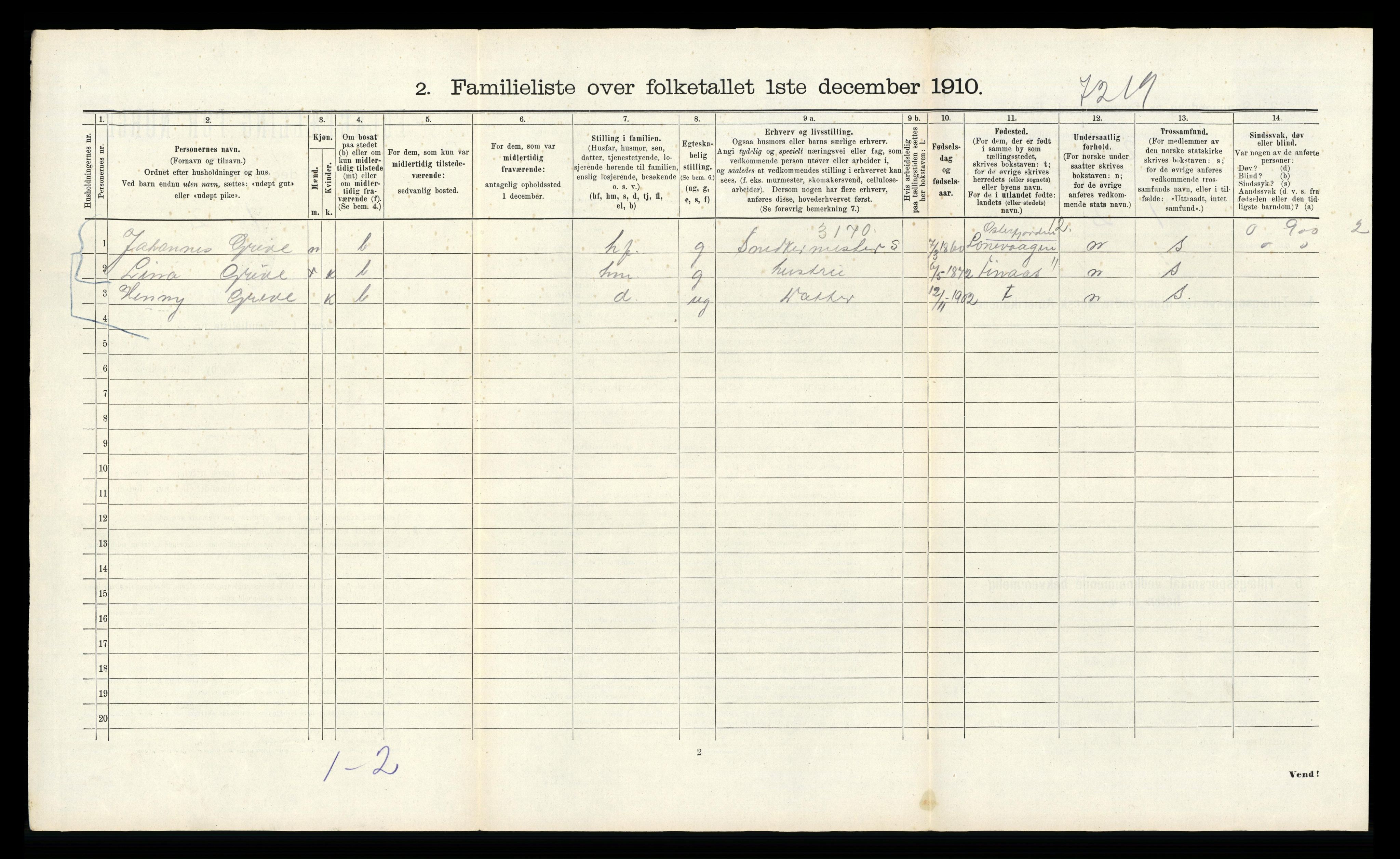 RA, 1910 census for Bergen, 1910, p. 8388