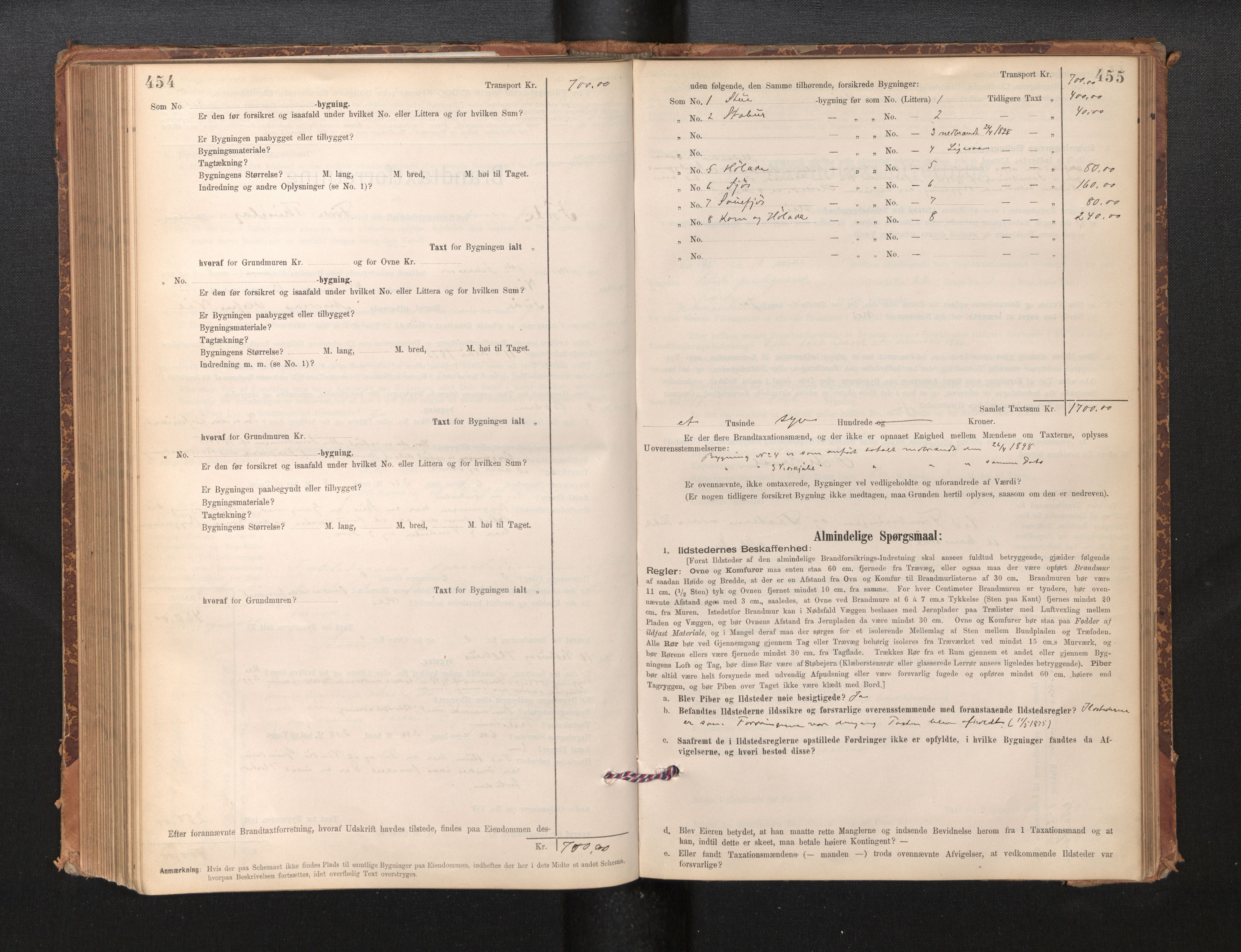 Lensmannen i Førde, AV/SAB-A-27401/0012/L0008: Branntakstprotokoll, skjematakst, 1895-1922, p. 454-455