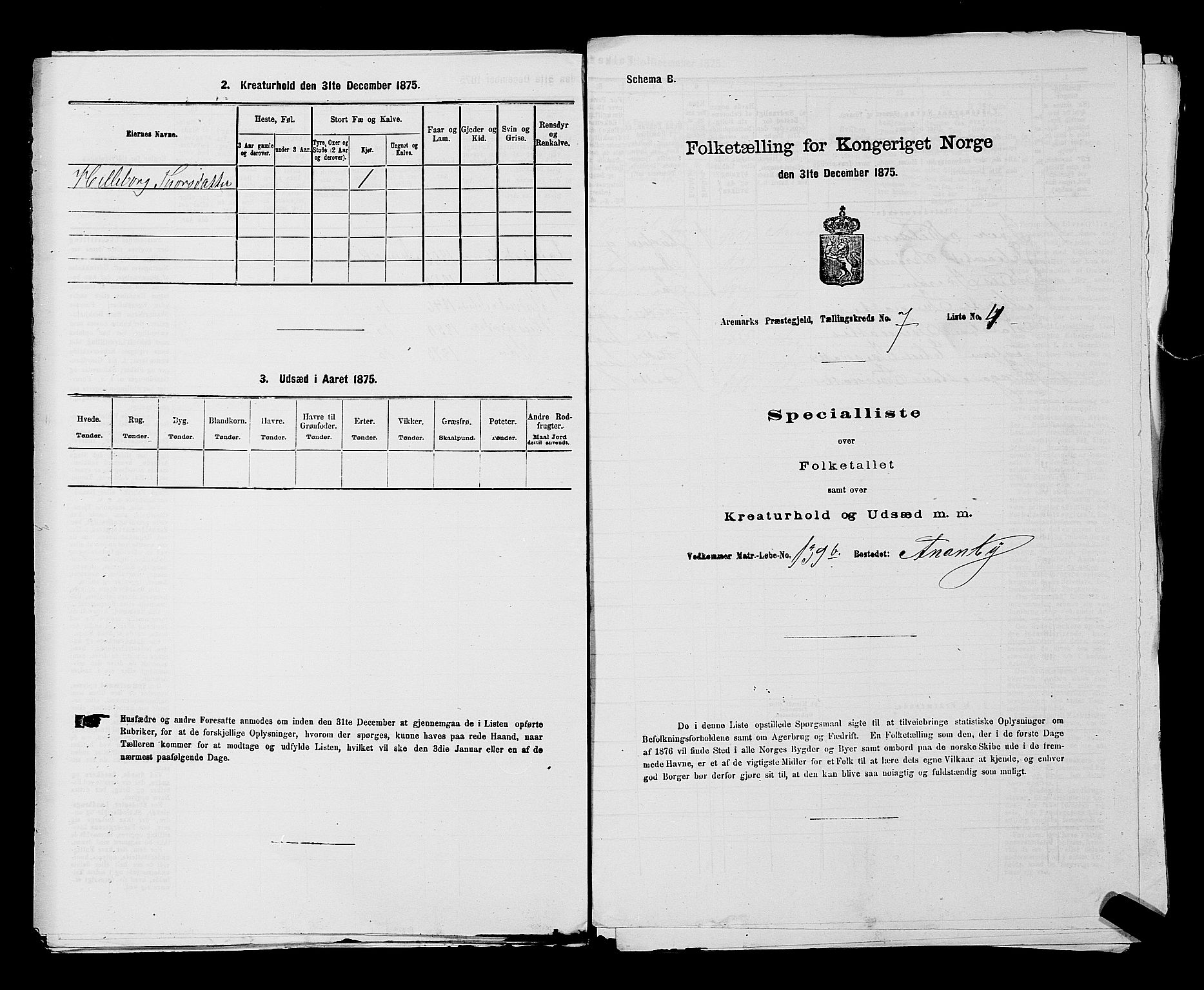 RA, 1875 census for 0118P Aremark, 1875, p. 980