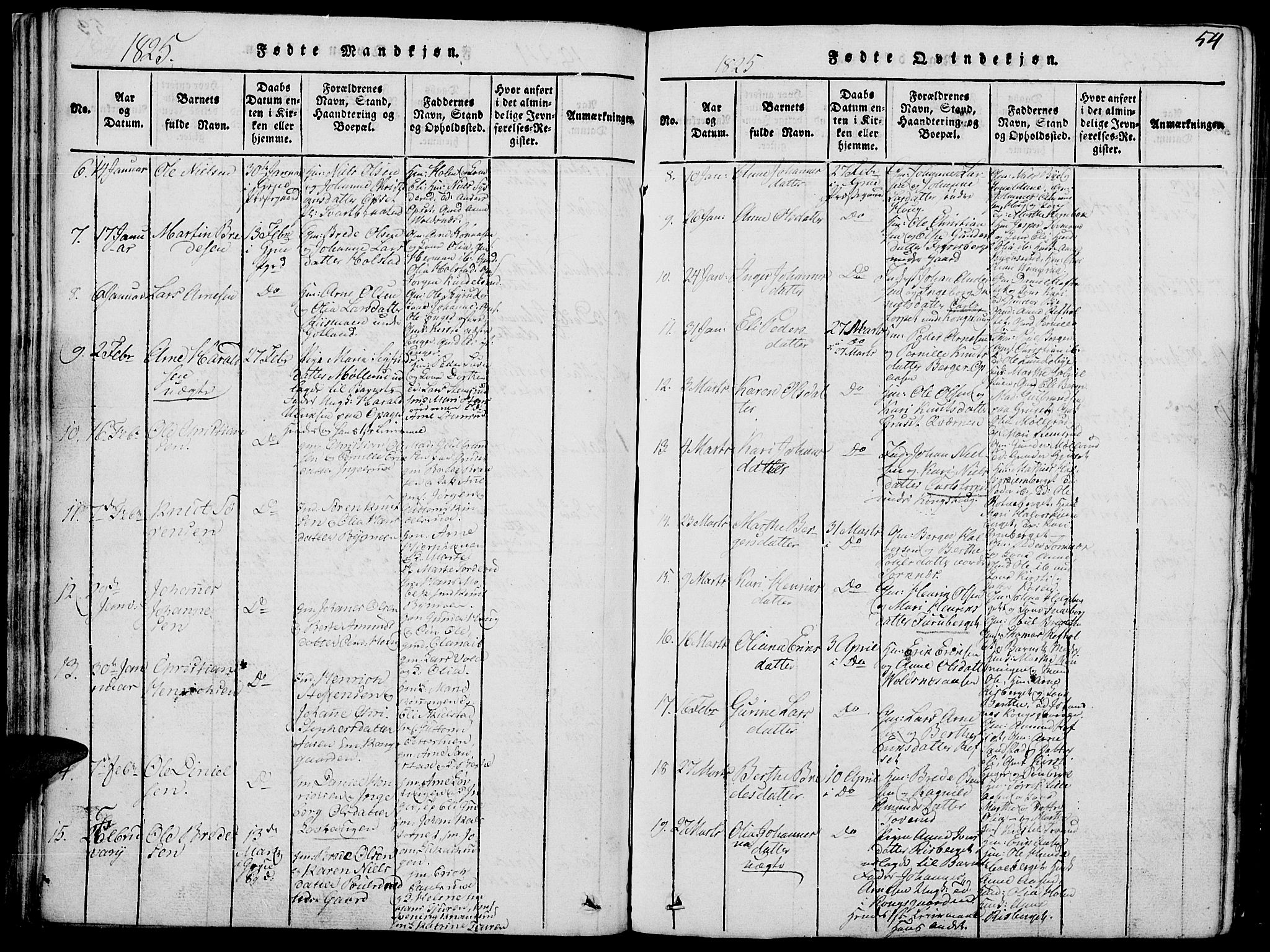 Grue prestekontor, SAH/PREST-036/H/Ha/Hab/L0002: Parish register (copy) no. 2, 1815-1841, p. 54