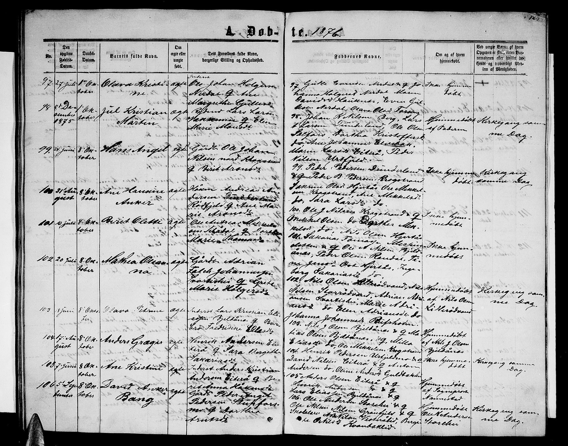 Ministerialprotokoller, klokkerbøker og fødselsregistre - Nordland, SAT/A-1459/827/L0415: Parish register (copy) no. 827C04, 1864-1886, p. 124