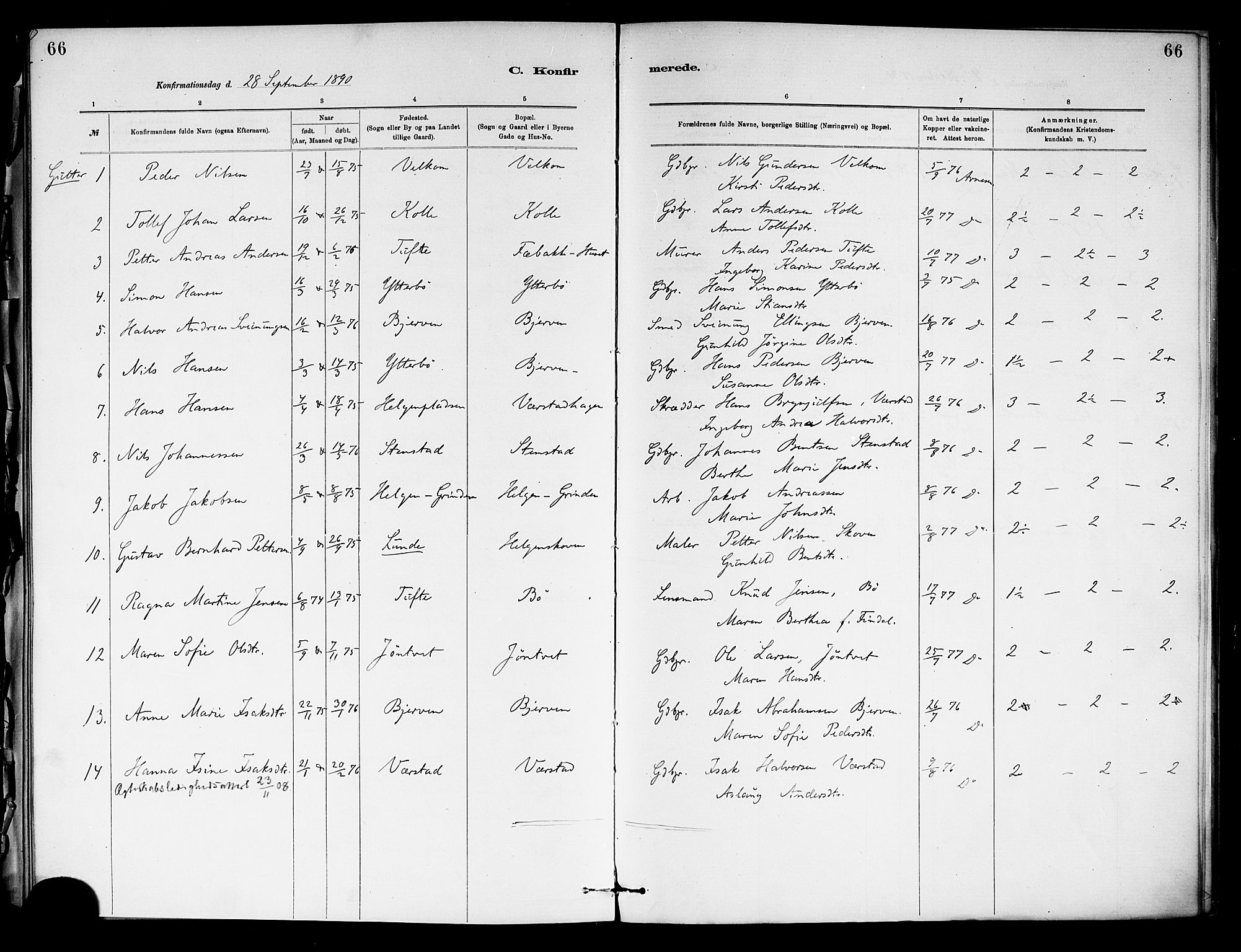 Holla kirkebøker, SAKO/A-272/F/Fa/L0009: Parish register (official) no. 9, 1881-1897, p. 66