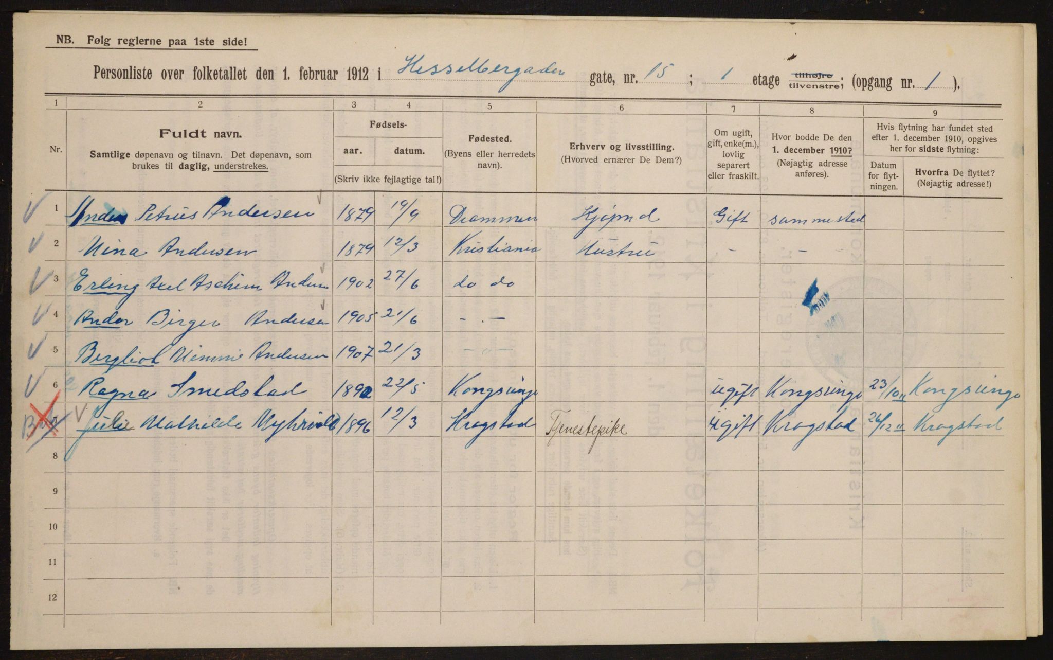 OBA, Municipal Census 1912 for Kristiania, 1912, p. 40539