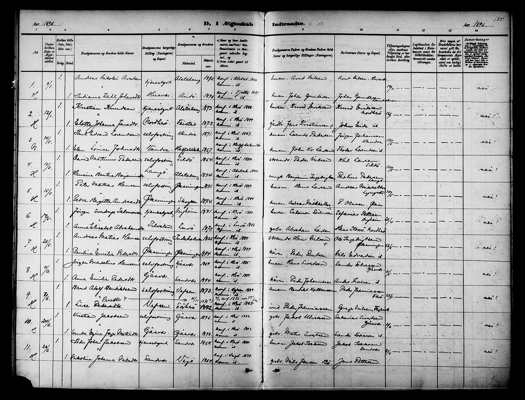 Ministerialprotokoller, klokkerbøker og fødselsregistre - Nordland, SAT/A-1459/834/L0508: Parish register (official) no. 834A06, 1892-1901, p. 134