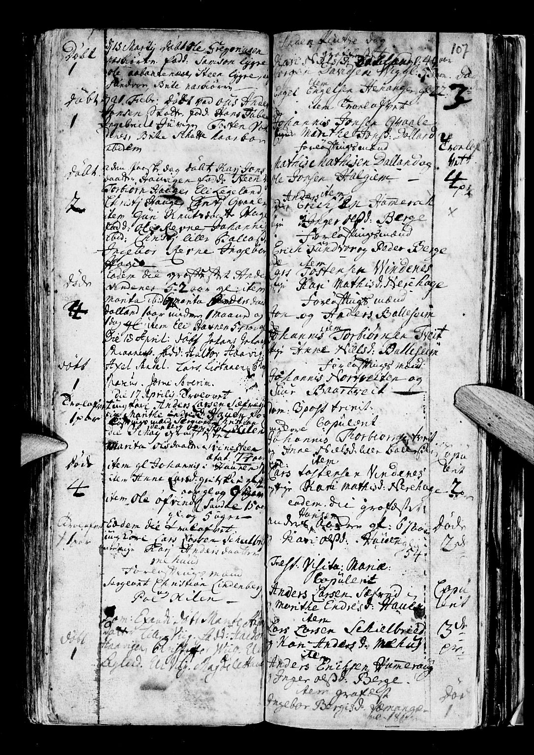 Os sokneprestembete, AV/SAB-A-99929: Parish register (official) no. A 5, 1669-1760, p. 107