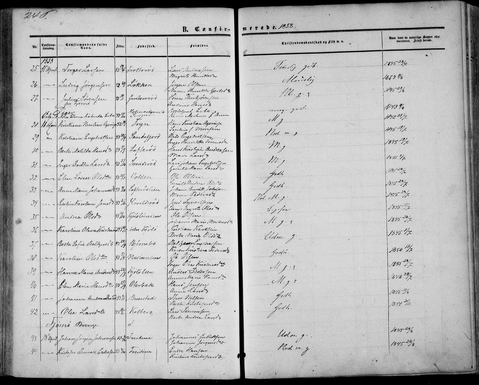 Nøtterøy kirkebøker, SAKO/A-354/F/Fa/L0006: Parish register (official) no. I 6, 1852-1864, p. 246