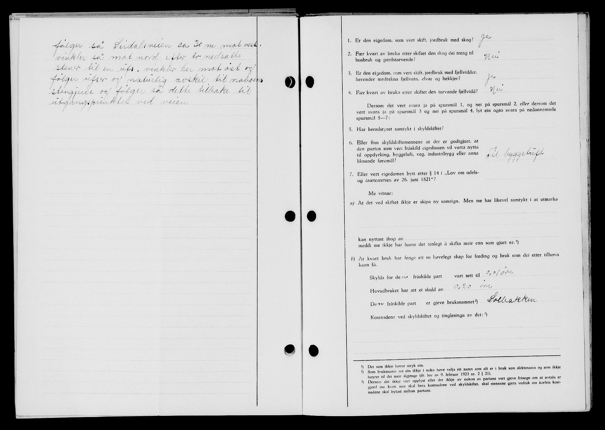Flekkefjord sorenskriveri, SAK/1221-0001/G/Gb/Gba/L0059: Mortgage book no. A-7, 1944-1945, Diary no: : 594/1944
