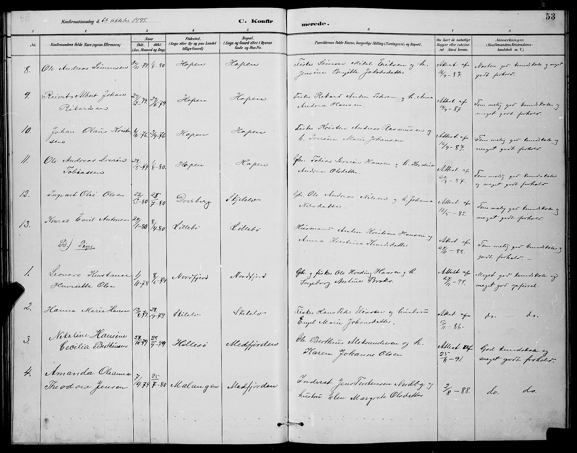 Berg sokneprestkontor, SATØ/S-1318/G/Ga/Gab/L0004klokker: Parish register (copy) no. 4, 1887-1897, p. 53