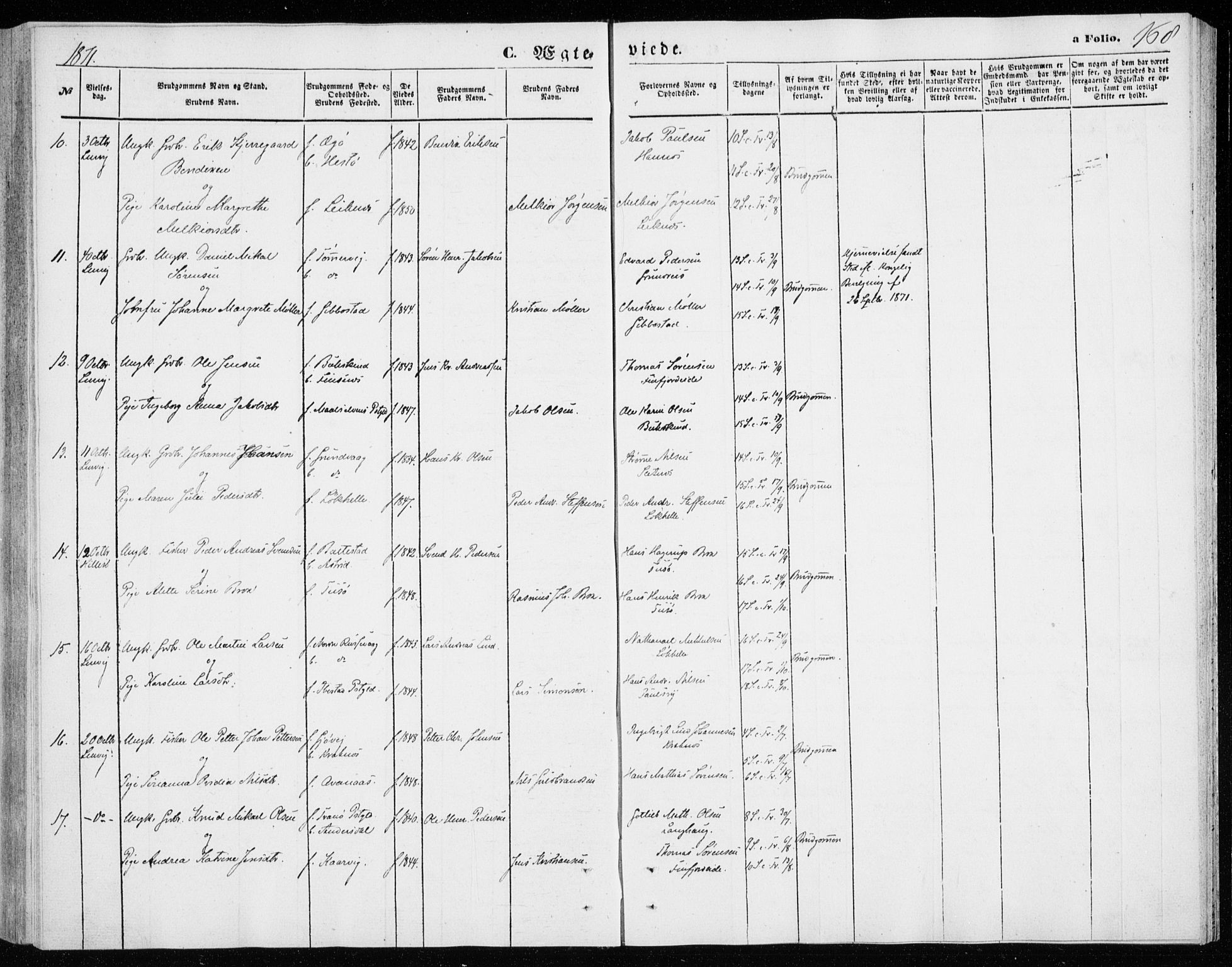 Lenvik sokneprestembete, AV/SATØ-S-1310/H/Ha/Haa/L0009kirke: Parish register (official) no. 9, 1866-1873, p. 168